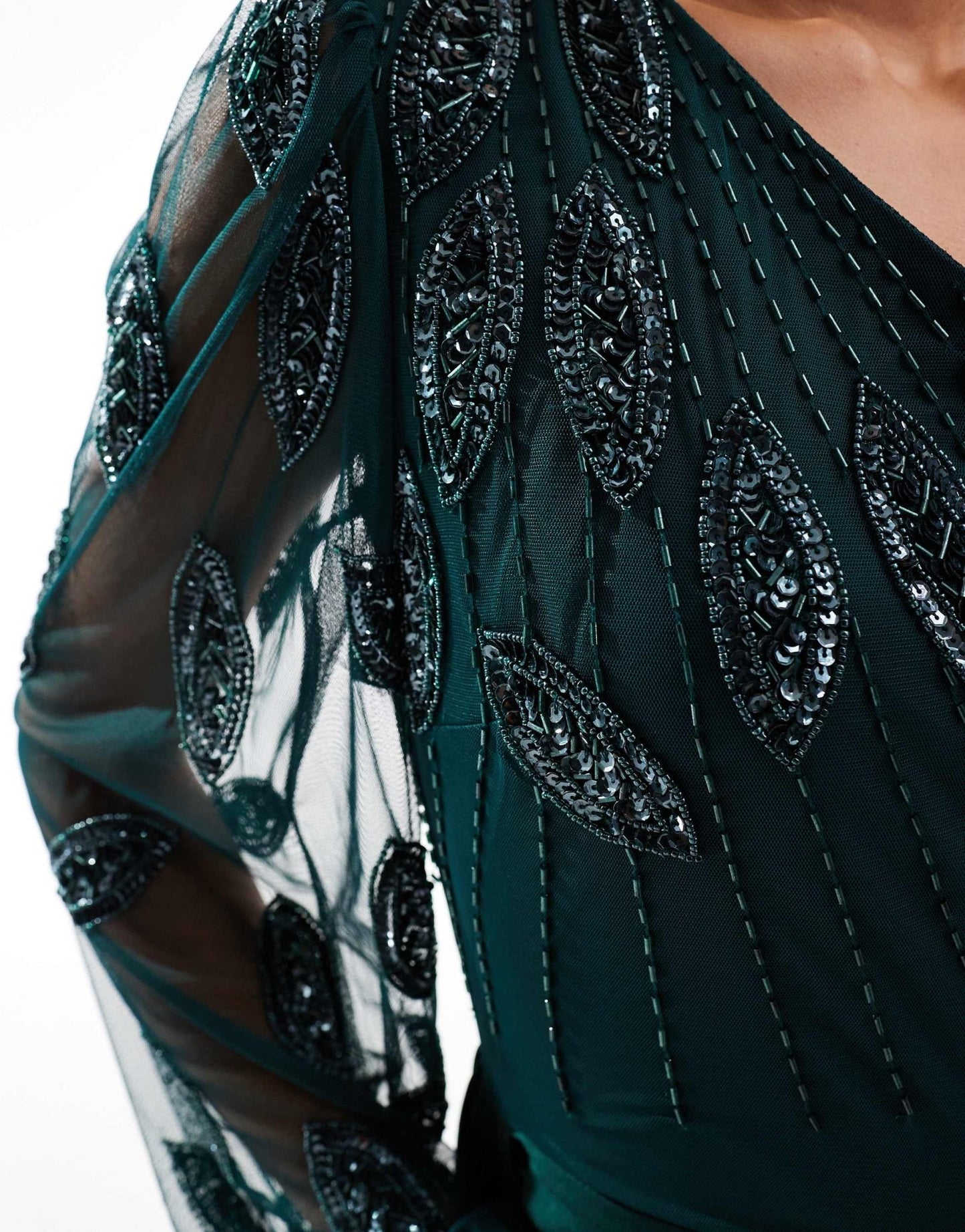 Virgos Lounge one shoulder maxi in green embellishment - ASOS Sample Sale EU Store