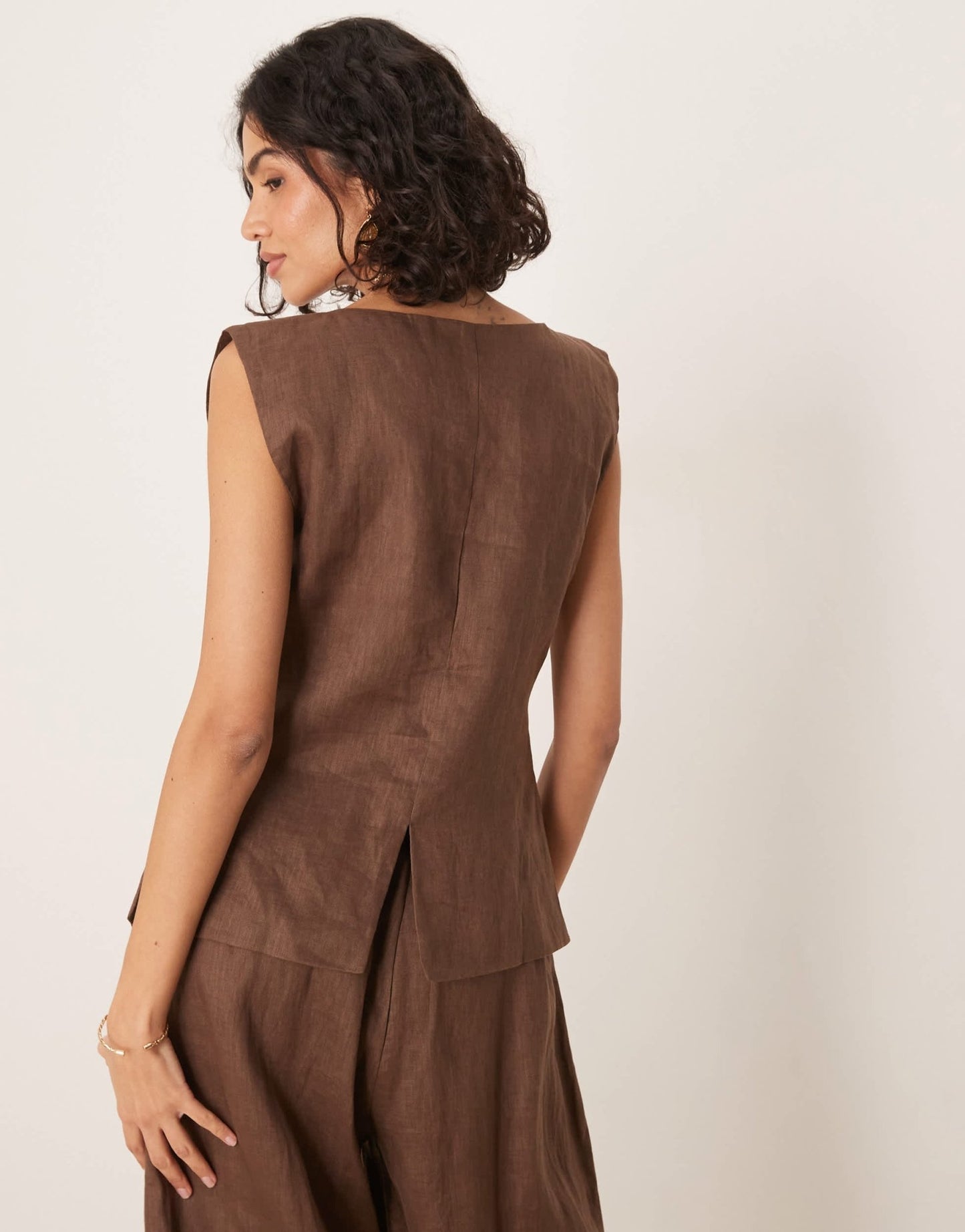 VRG GRL aria linen vest in chocolate brown co - ord - ASOS Sample Sale EU Store