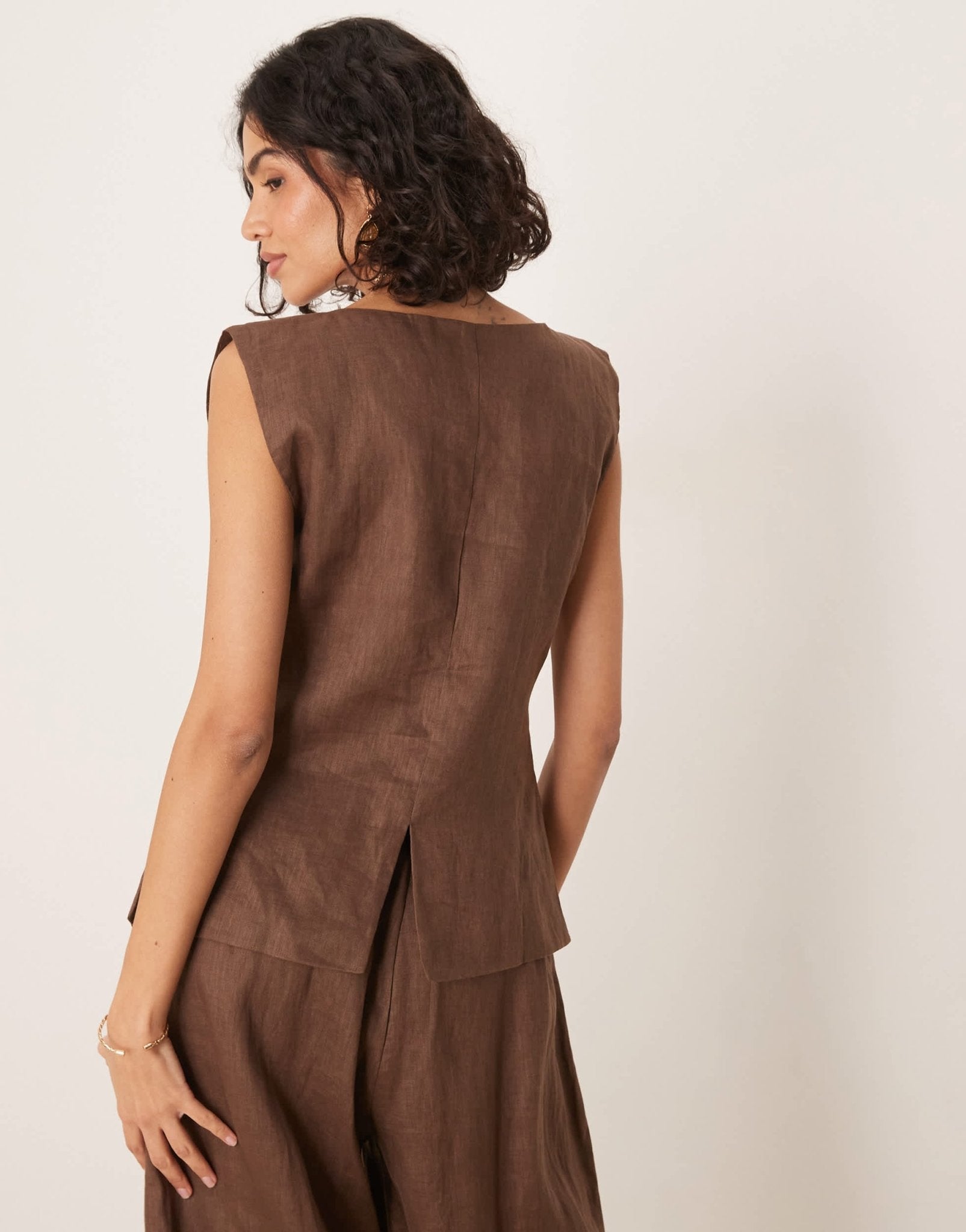 VRG GRL aria linen vest in chocolate brown co - ord - ASOS Sample Sale EU Store