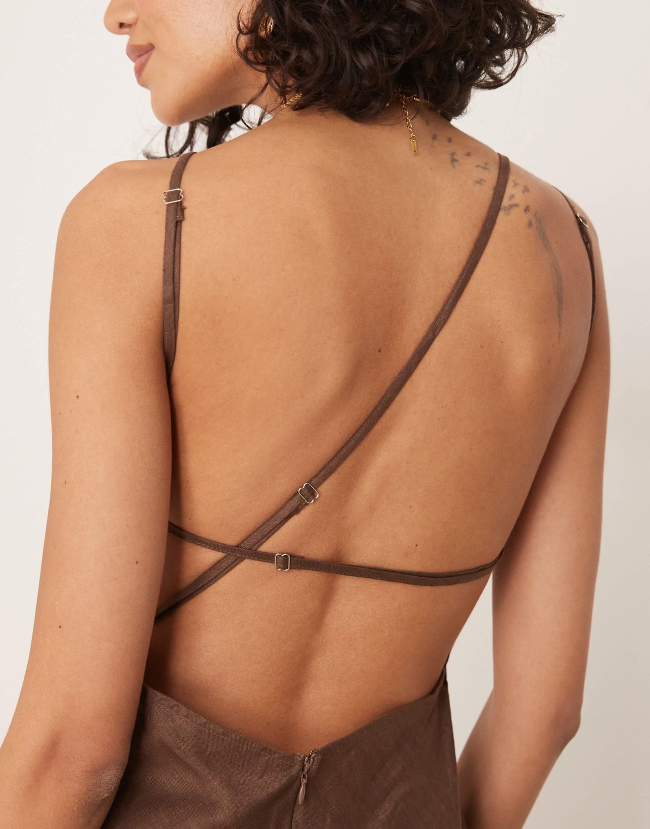 VRG GRL opal sleeveless linen maxi dress in brown - ASOS Sample Sale EU Store