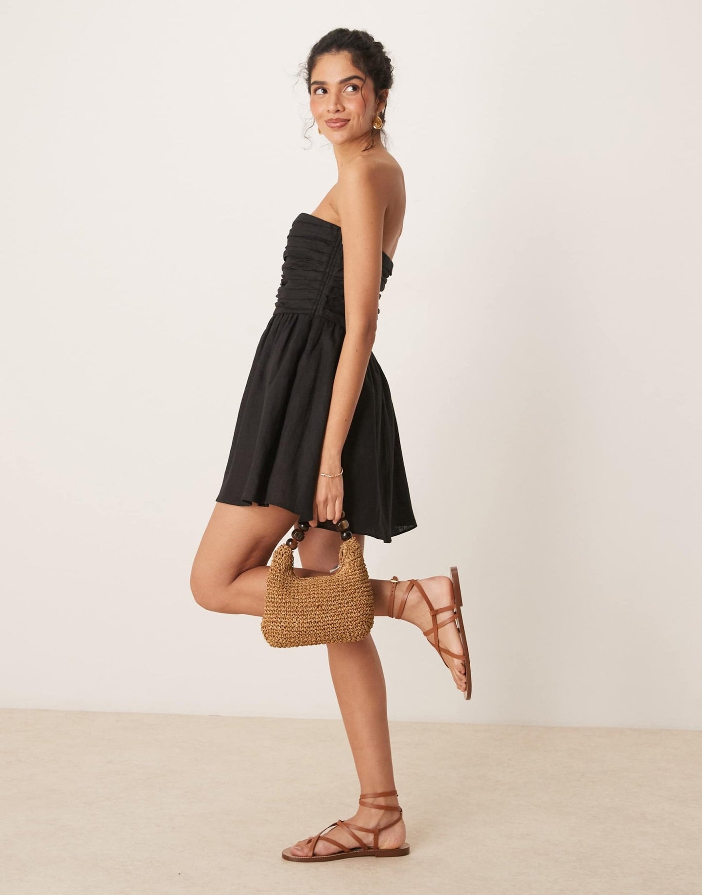 VRG GRL saint malo tube linen mini dress in black - ASOS Sample Sale EU Store