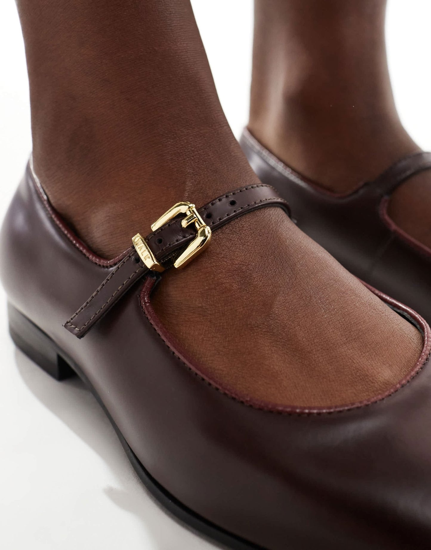 Walk London Bella ballerina shoe in burgundy leather - ASOS Sample Sale EU Store