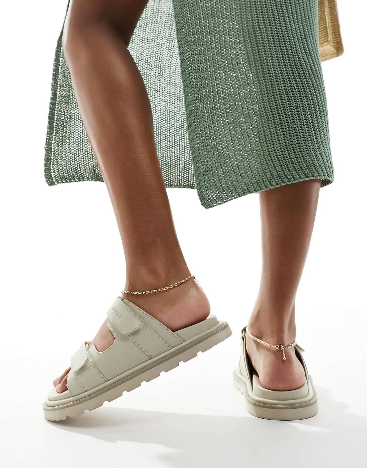 Walk London Budapest Double Strap Sandals In Off White Leather - ASOS Sample Sale EU Store