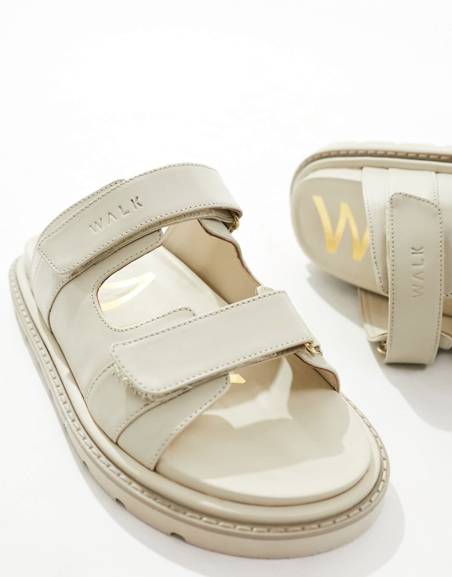Walk London Budapest Double Strap Sandals In Off White Leather - ASOS Sample Sale EU Store