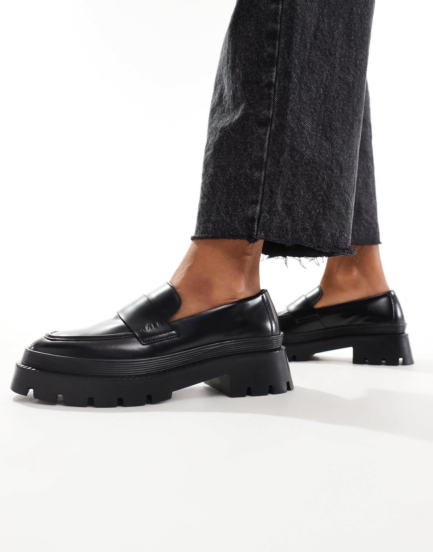 Walk London Kate saddle loafer in black smooth leather - ASOS Sample Sale EU Store