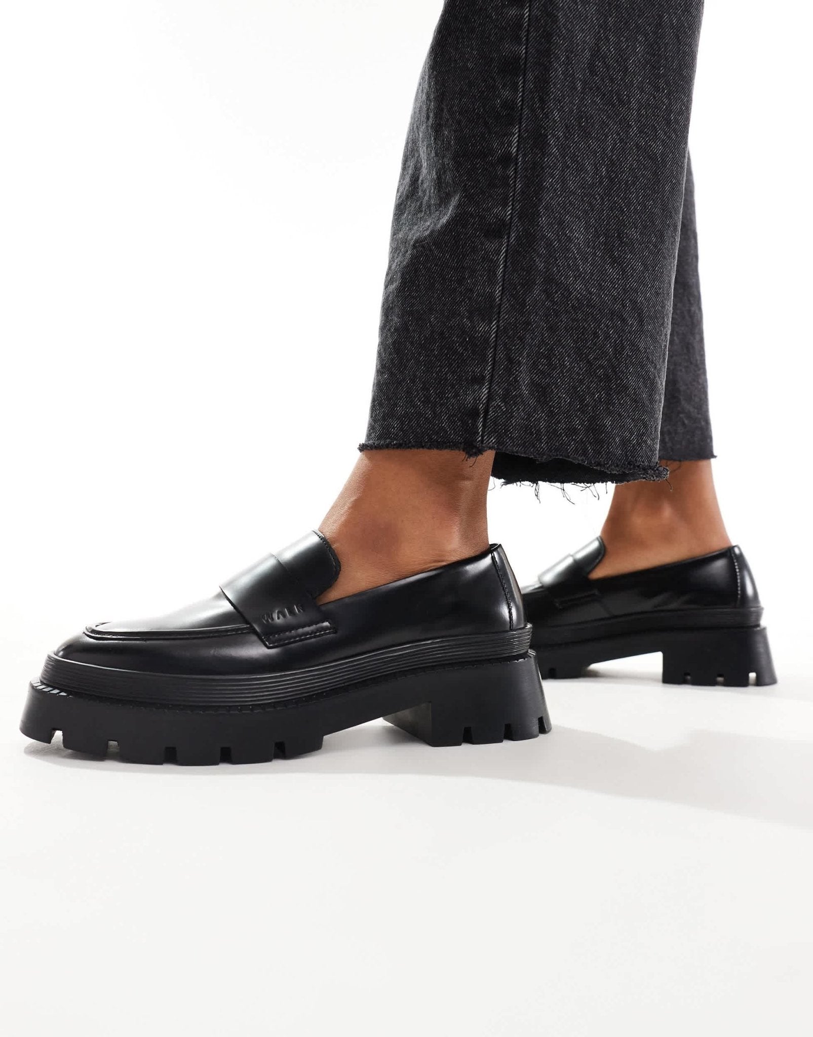 Walk London Kate saddle loafer in black smooth leather - ASOS Sample Sale EU Store