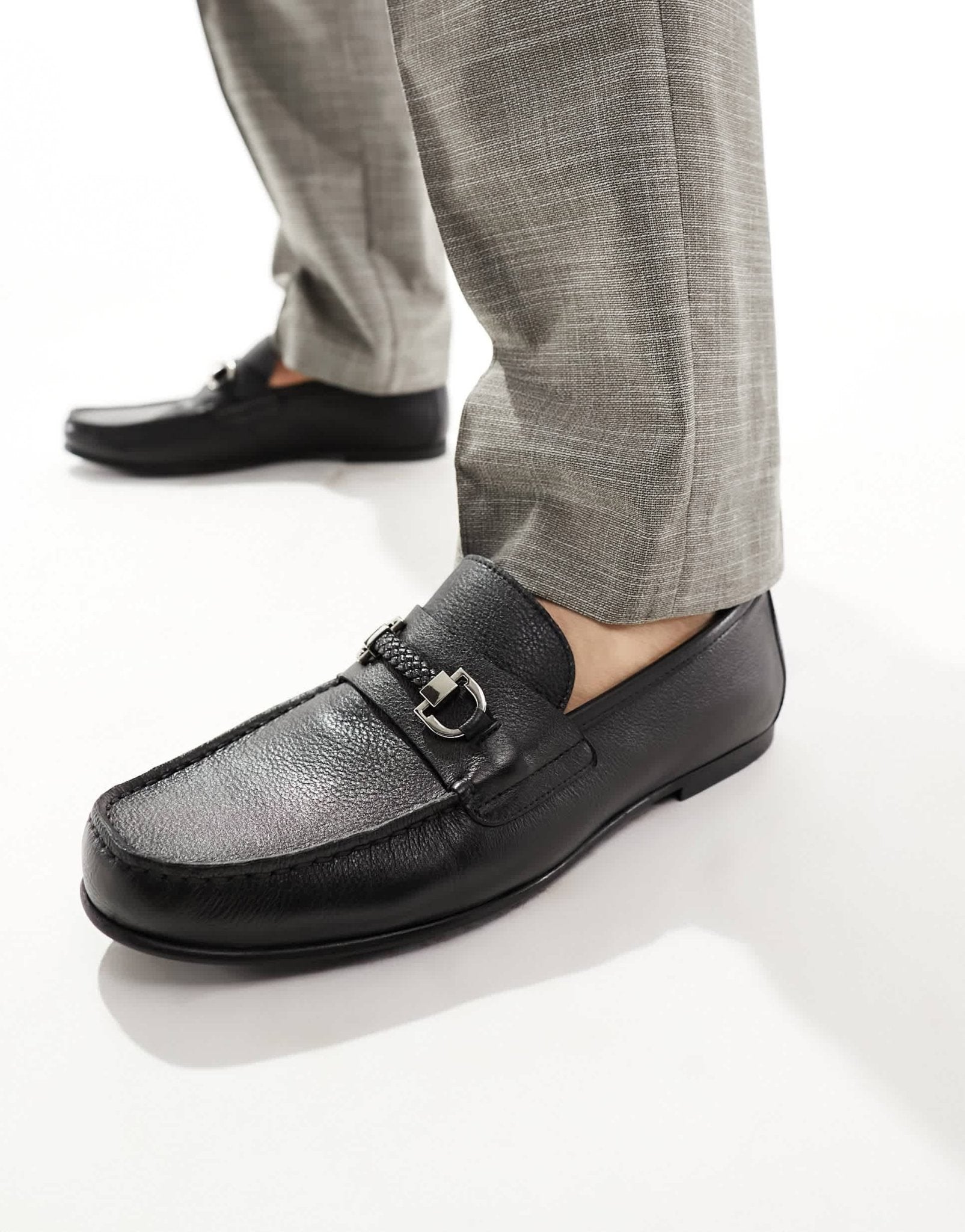 Walk London Luigi Rope Loafers In Black Leather - ASOS Sample Sale EU Store