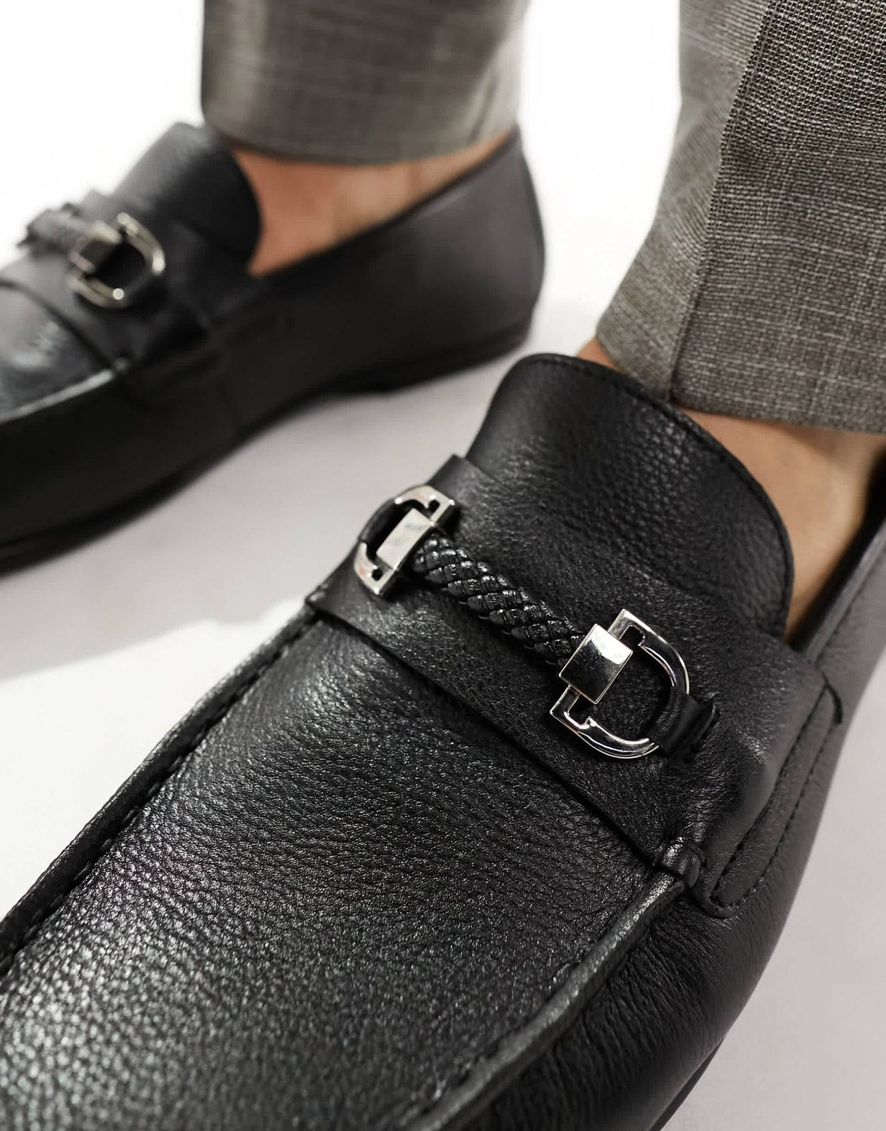 Walk London Luigi Rope Loafers In Black Leather - ASOS Sample Sale EU Store