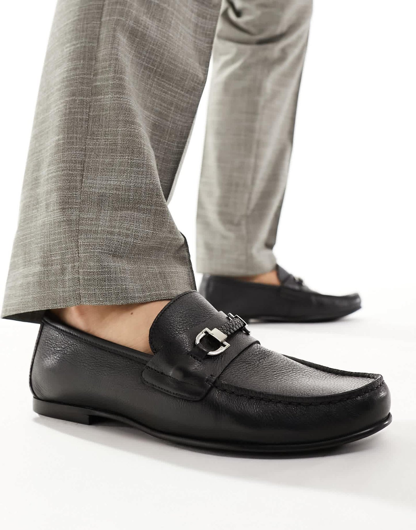 Walk London Luigi Rope Loafers In Black Leather - ASOS Sample Sale EU Store