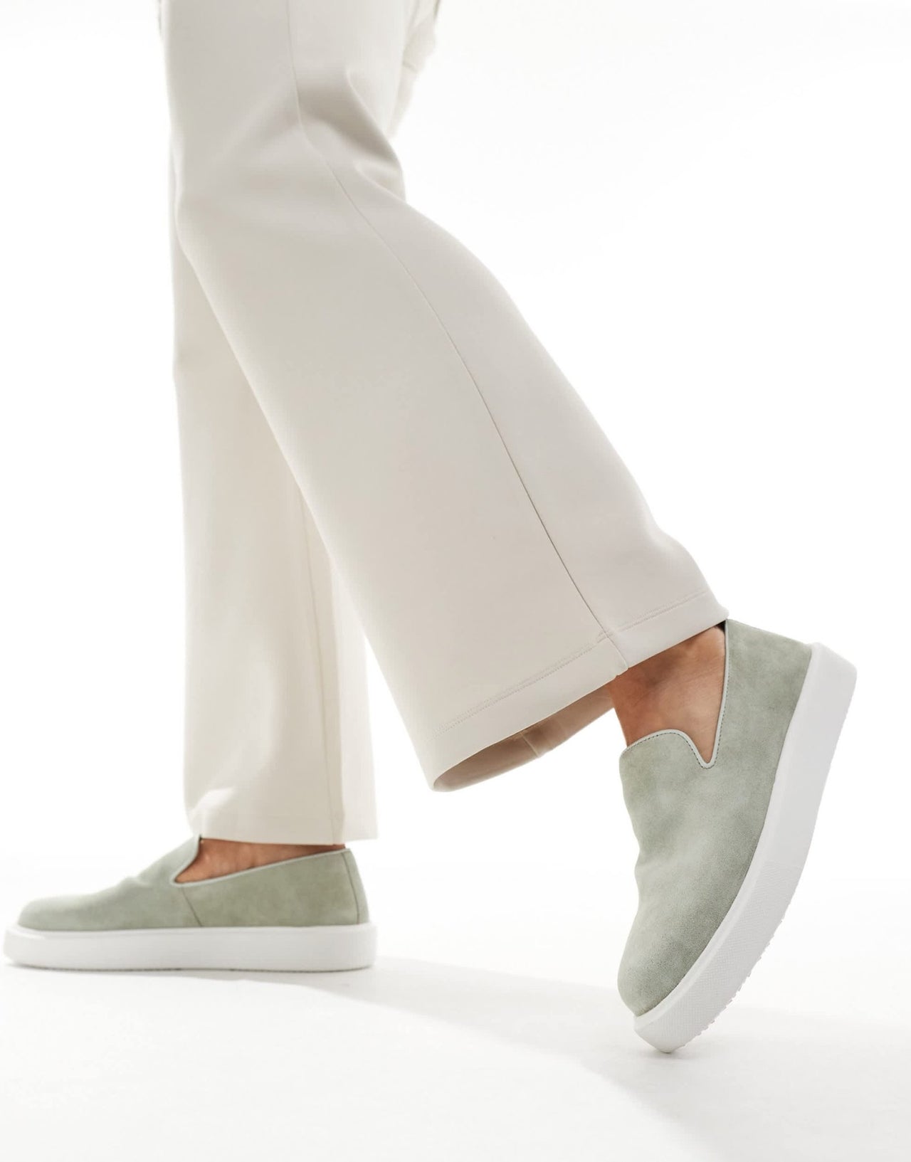 Walk London Robbie Weave Slip Ons In Green Suede - ASOS Sample Sale EU Store