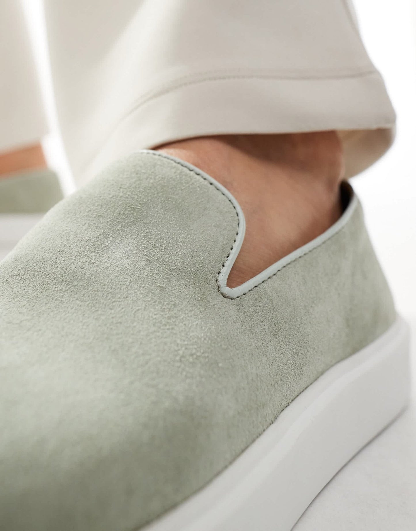 Walk London Robbie Weave Slip Ons In Green Suede - ASOS Sample Sale EU Store