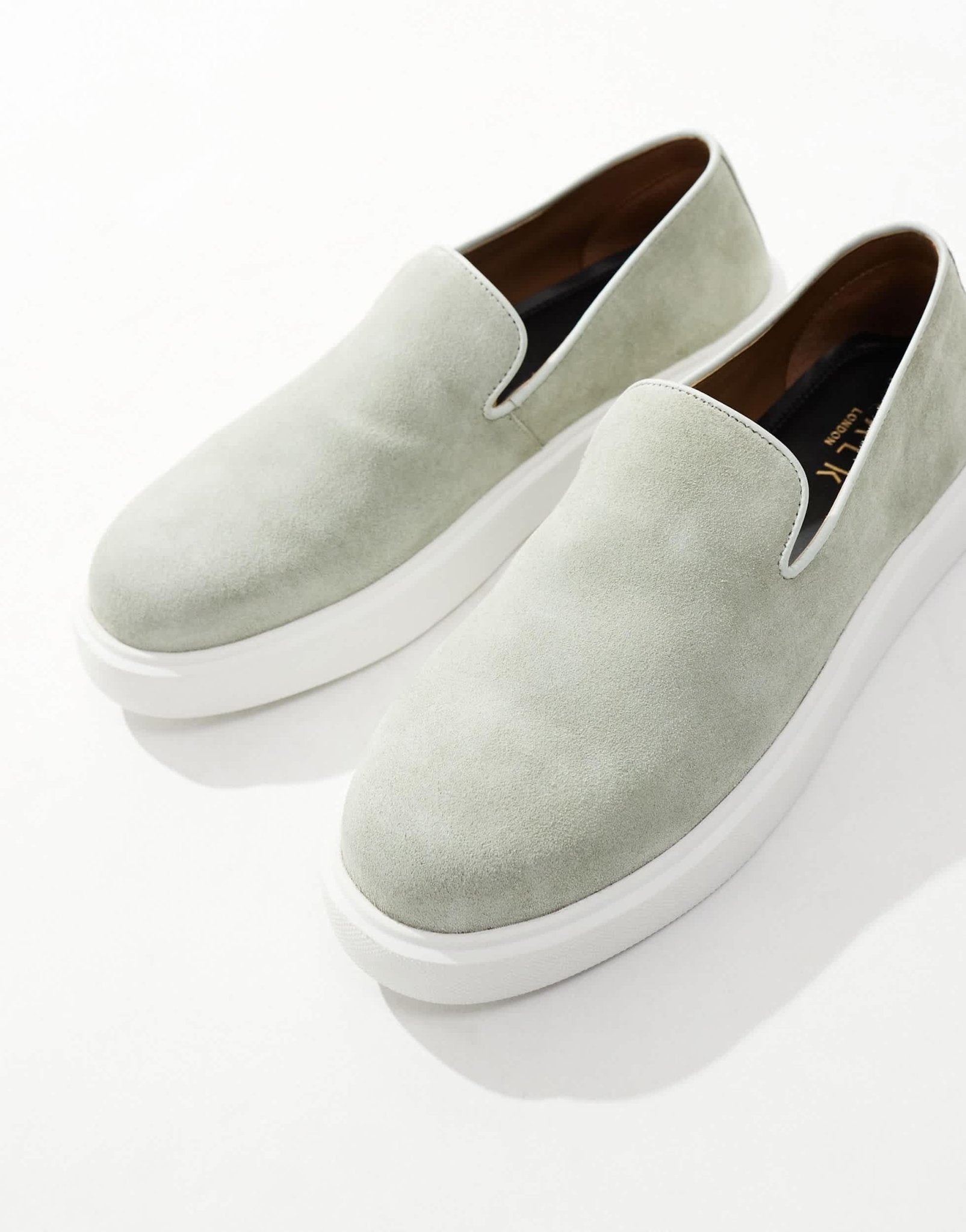 Walk London Robbie Weave Slip Ons In Green Suede - ASOS Sample Sale EU Store