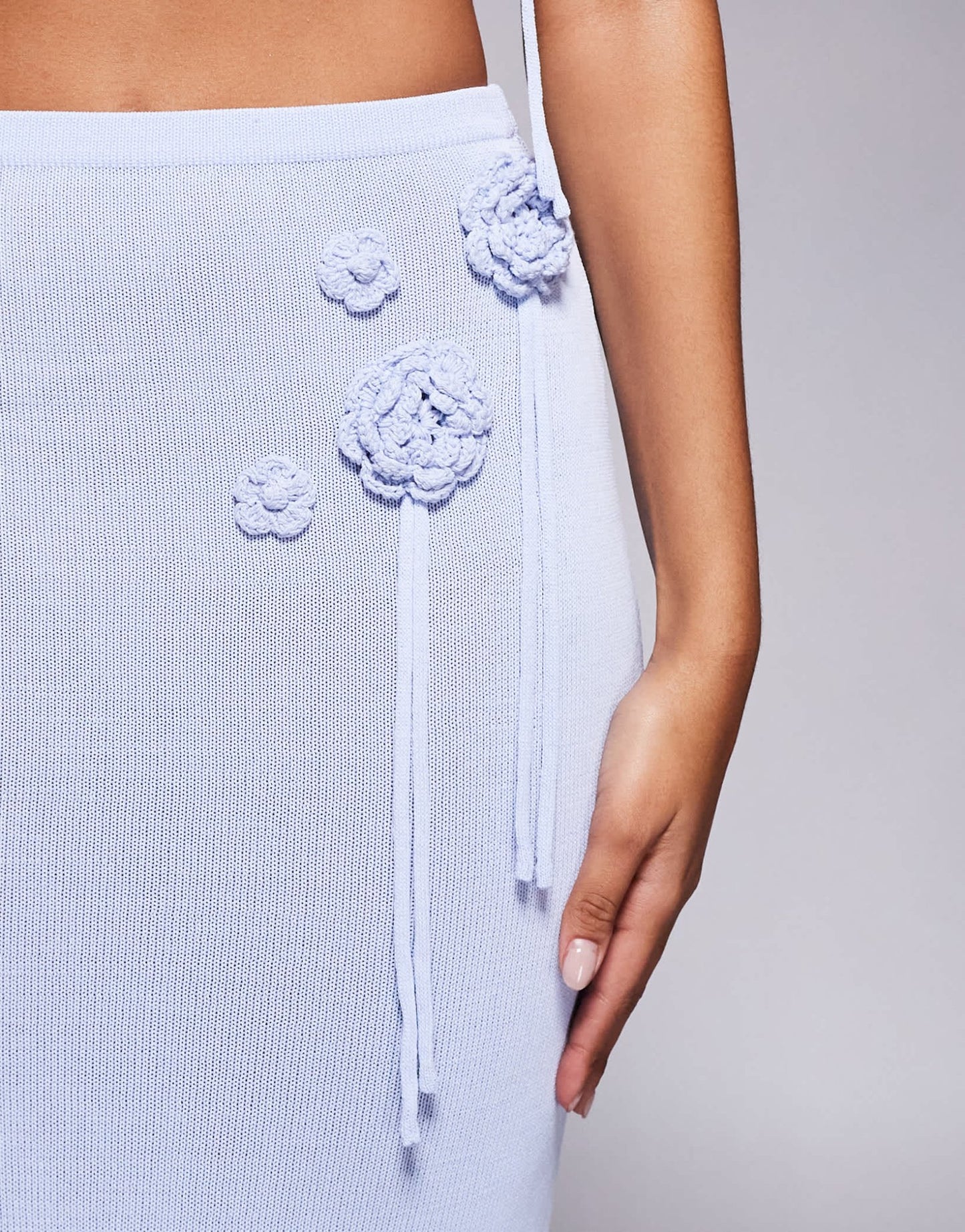 Wanderdoll Delilah knitted corsage detail maxi skirt co - ord in baby blue - ASOS Sample Sale EU Store