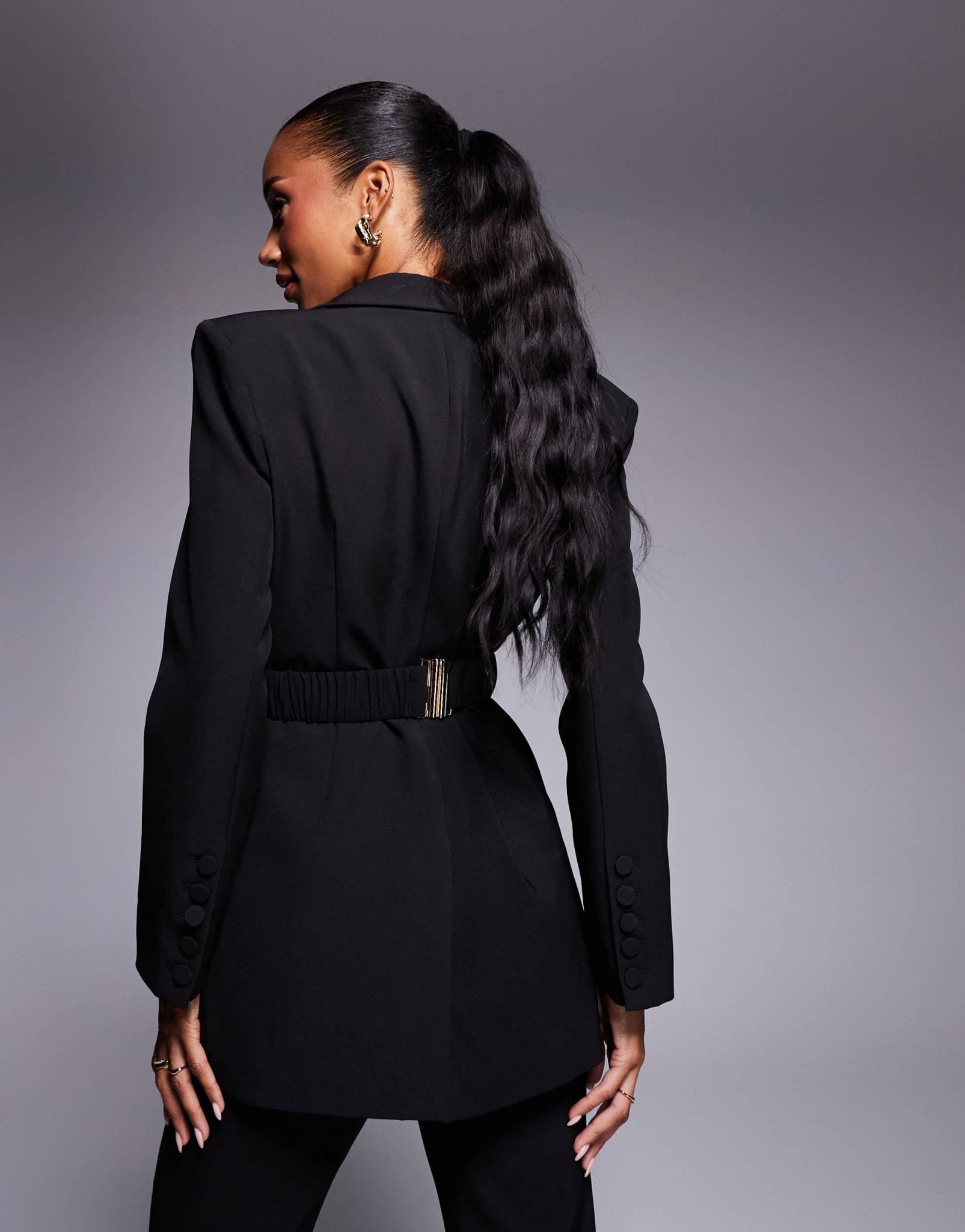 Wanderdoll Evangeline tailored oversized bow detail blazer co - ord in black - ASOS Sample Sale EU Store
