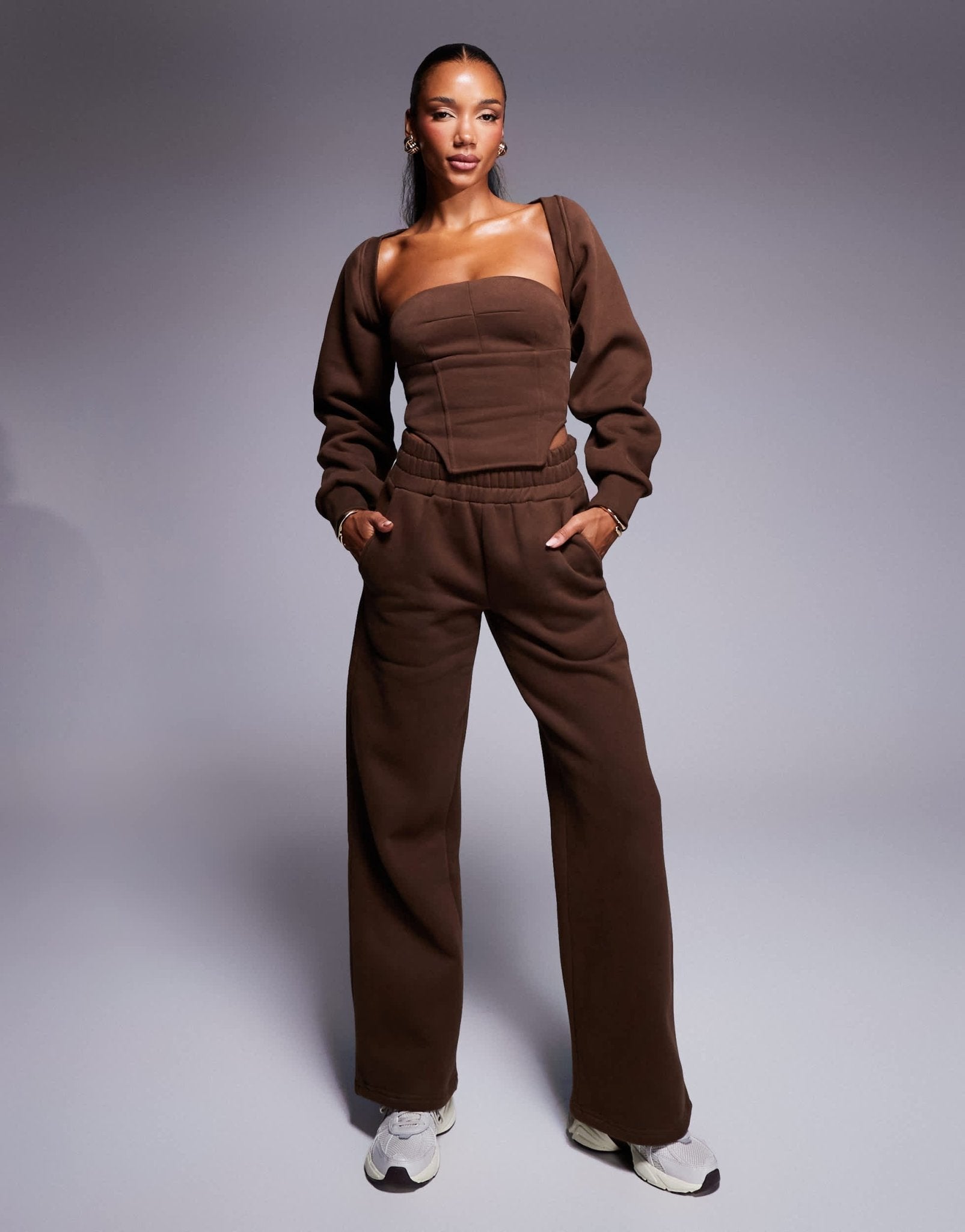 Wanderdoll Everyday fleece back corset top co - ord in chocolate - ASOS Sample Sale EU Store