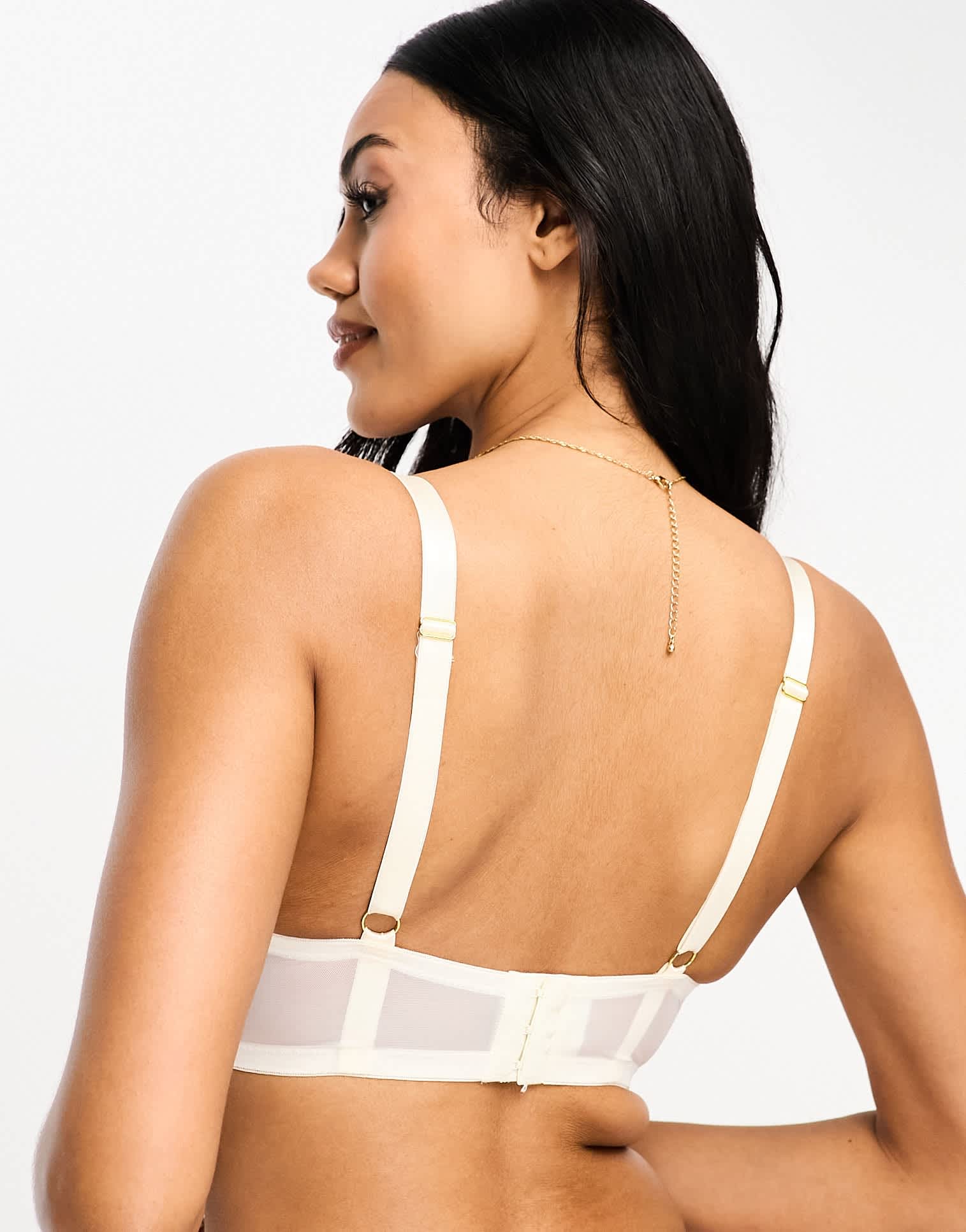We Are We Wear Fuller Bust padded plunge bra with hardwear detail in white - ASOS Sample Sale EU Store