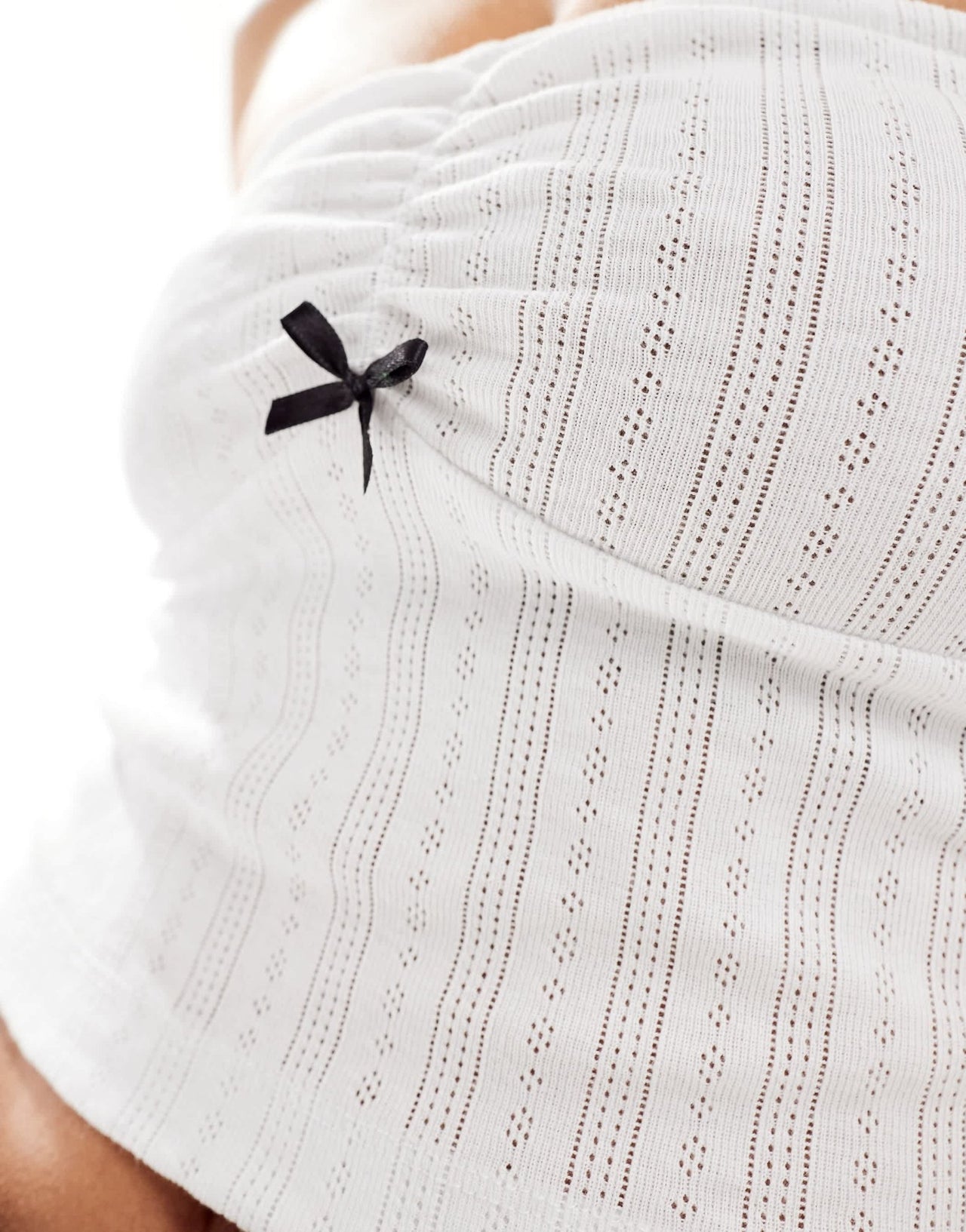 Wednesday's Girl bow detail pointelle bandeau top in white - ASOS Sample Sale EU Store