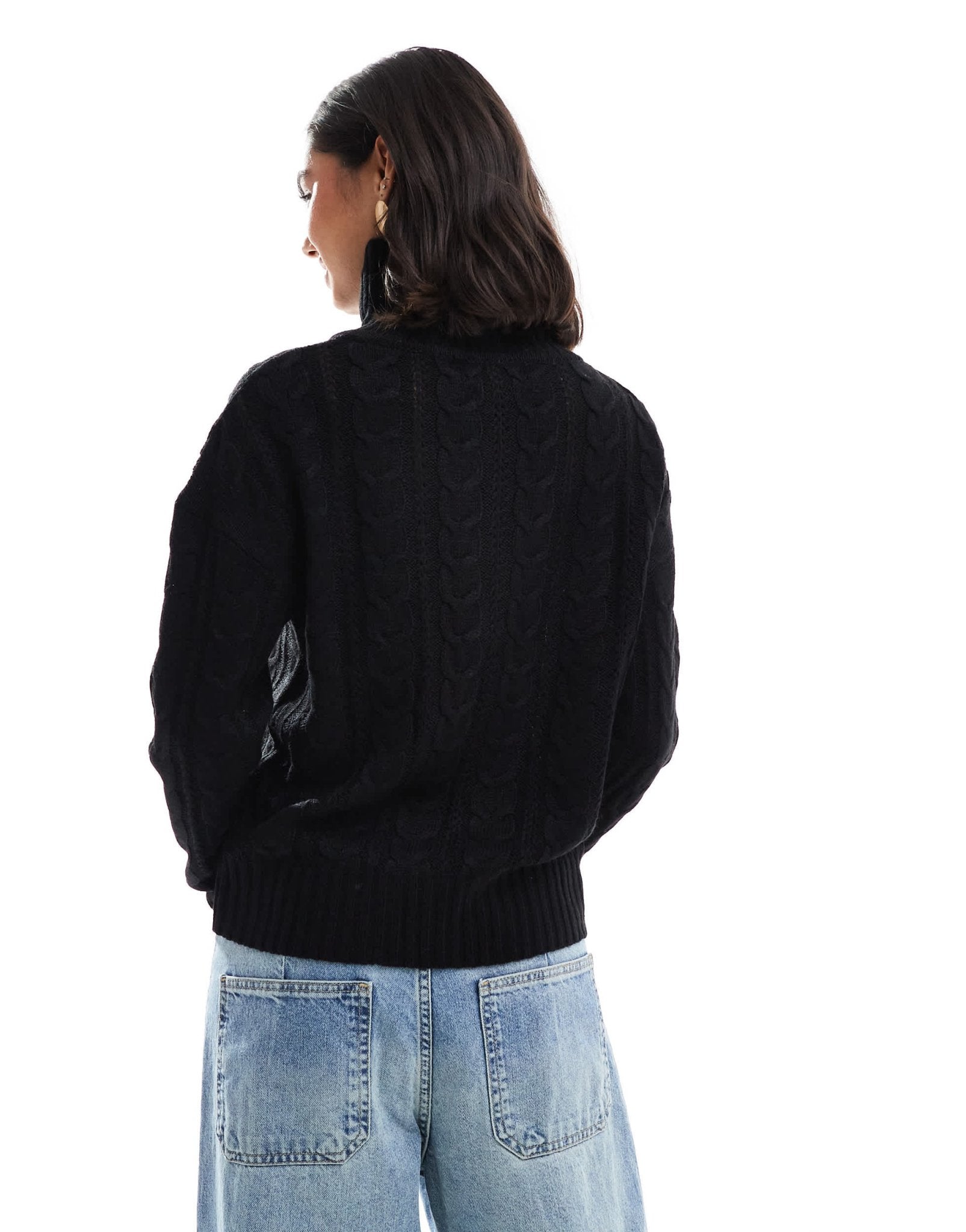 Wednesday's Girl cable knit zip through cardigan in black - ASOS Sample Sale EU Store