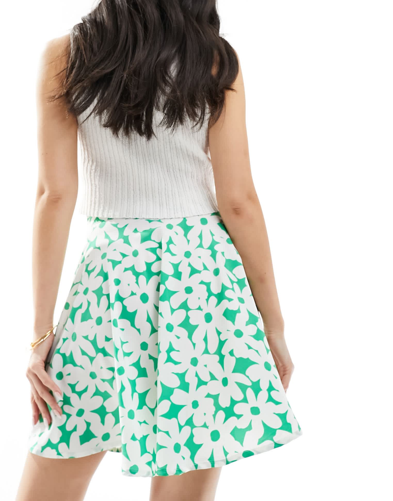 Wednesday's Girl floral bloom flippy mini skirt in white and green - ASOS Sample Sale EU Store