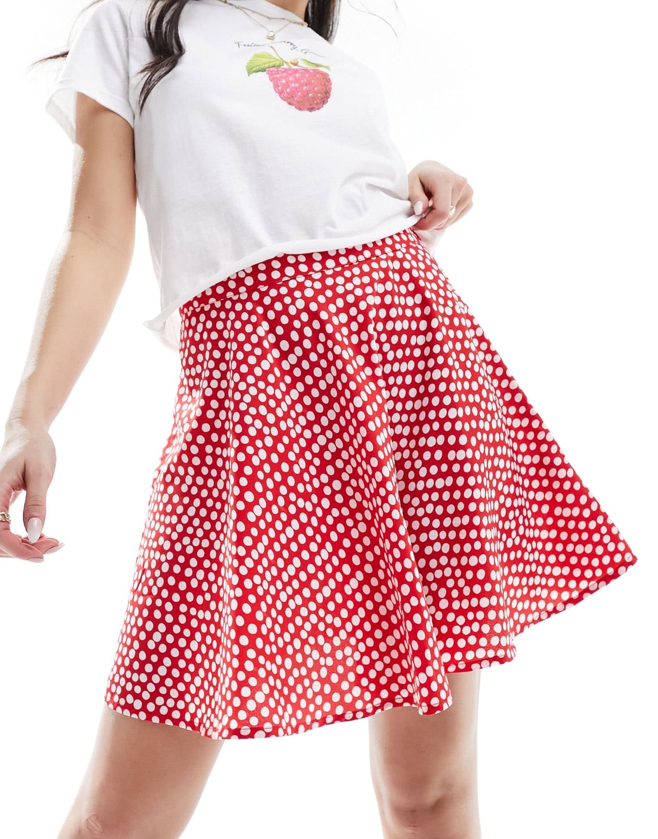 Wednesday's Girl polka dot flippy mini skirt red - ASOS Sample Sale EU Store