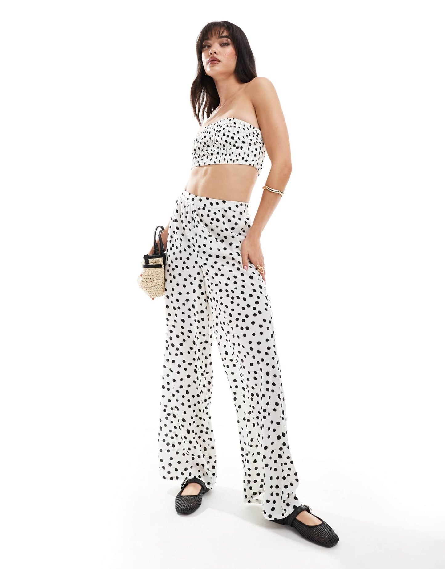 Wednesday's Girl polka dot wide leg trousers in white - ASOS Sample Sale EU Store