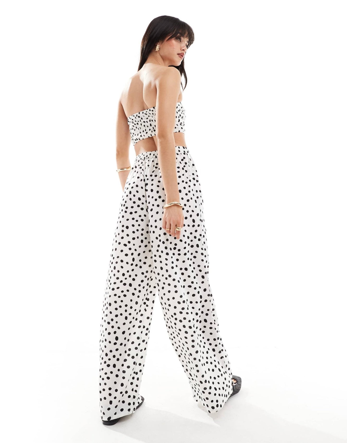 Wednesday's Girl polka dot wide leg trousers in white - ASOS Sample Sale EU Store