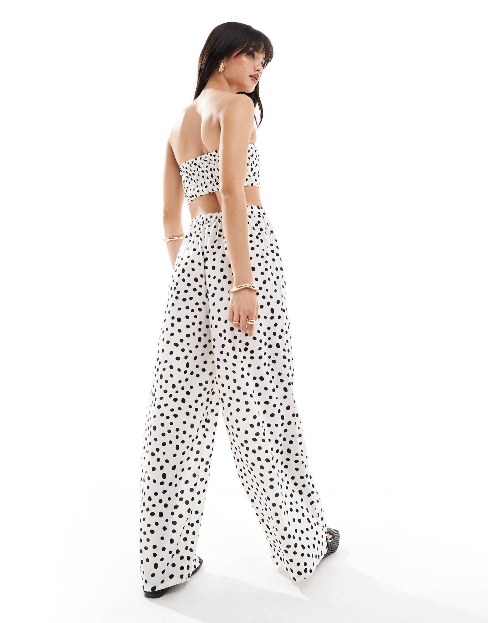 Wednesday's Girl polka dot wide leg trousers in white - ASOS Sample Sale EU Store