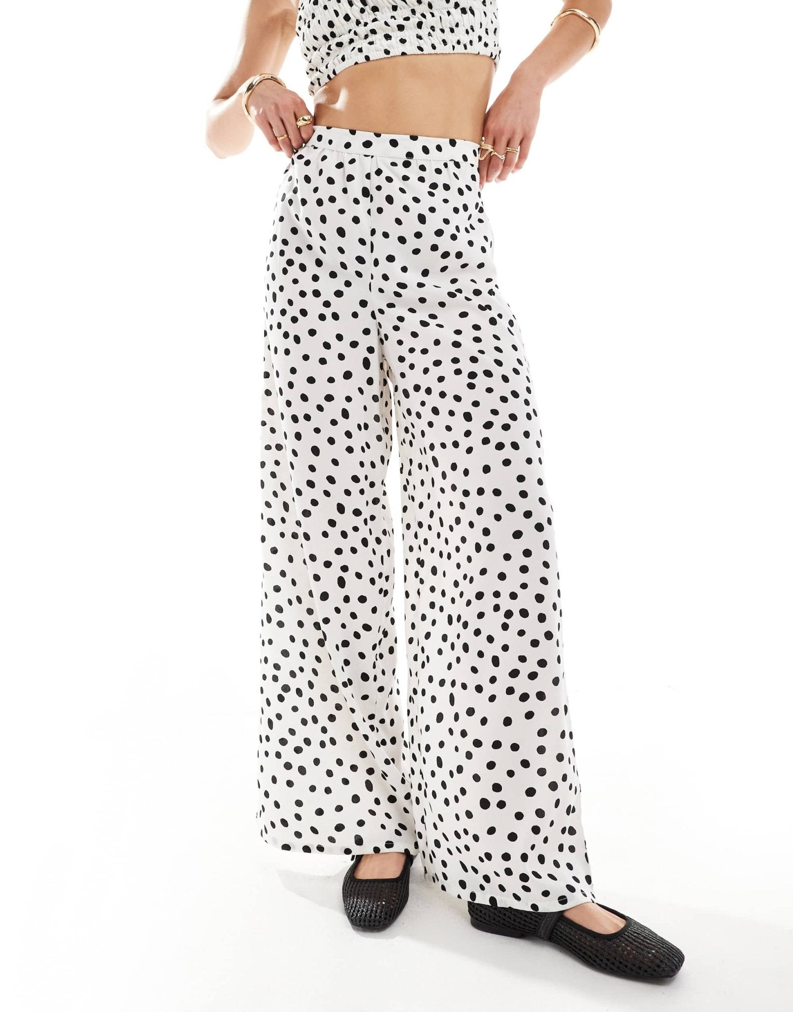 Wednesday's Girl polka dot wide leg trousers in white - ASOS Sample Sale EU Store