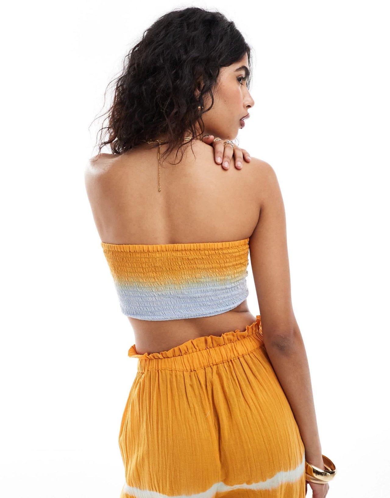 Wednesday's Girl shirred tie dye bandeau beach top in multi - ASOS Sample Sale EU Store