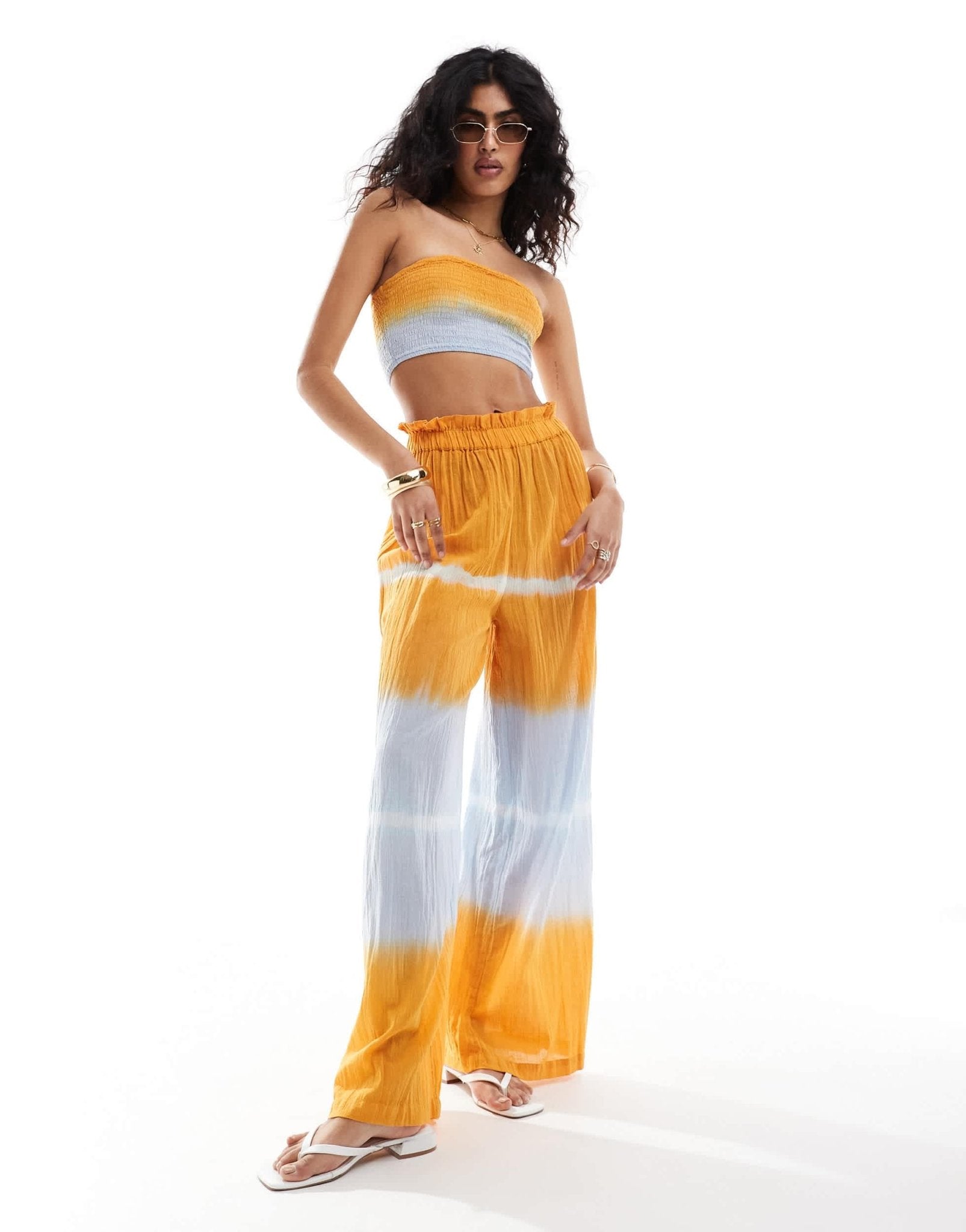 Wednesday's Girl shirred tie dye bandeau beach top in multi - ASOS Sample Sale EU Store