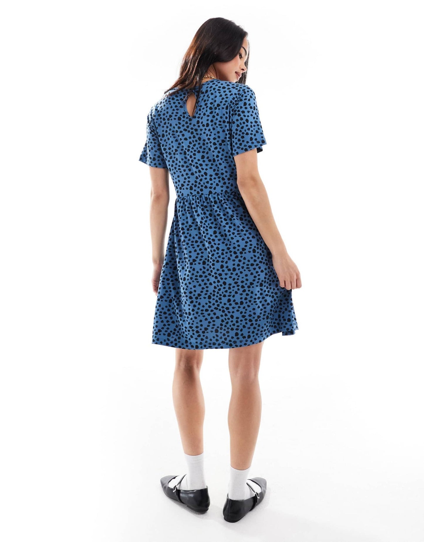 Wednesday's Girl short sleeve smudge spot mini dress in blue - ASOS Sample Sale EU Store