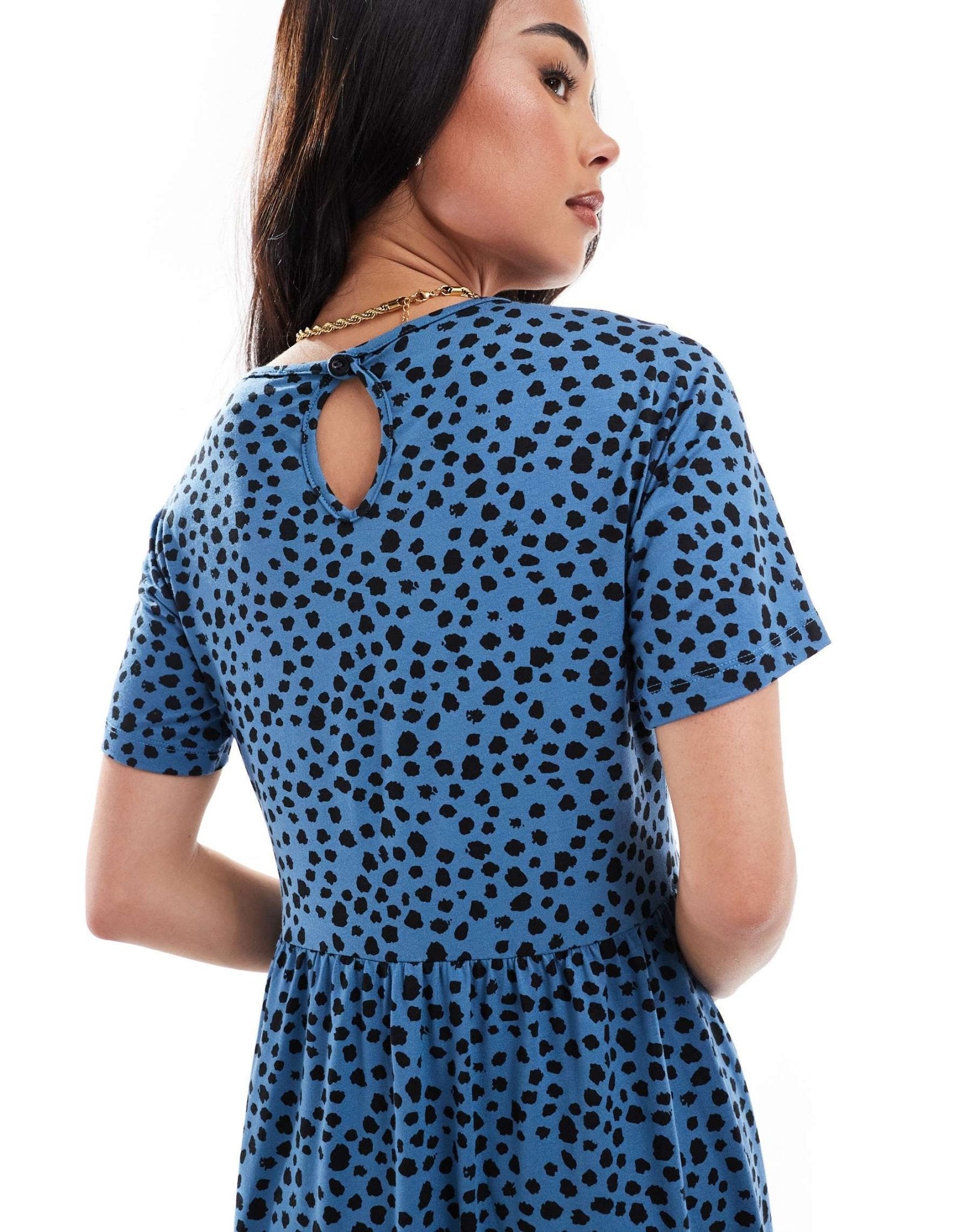 Wednesday's Girl short sleeve smudge spot mini dress in blue - ASOS Sample Sale EU Store