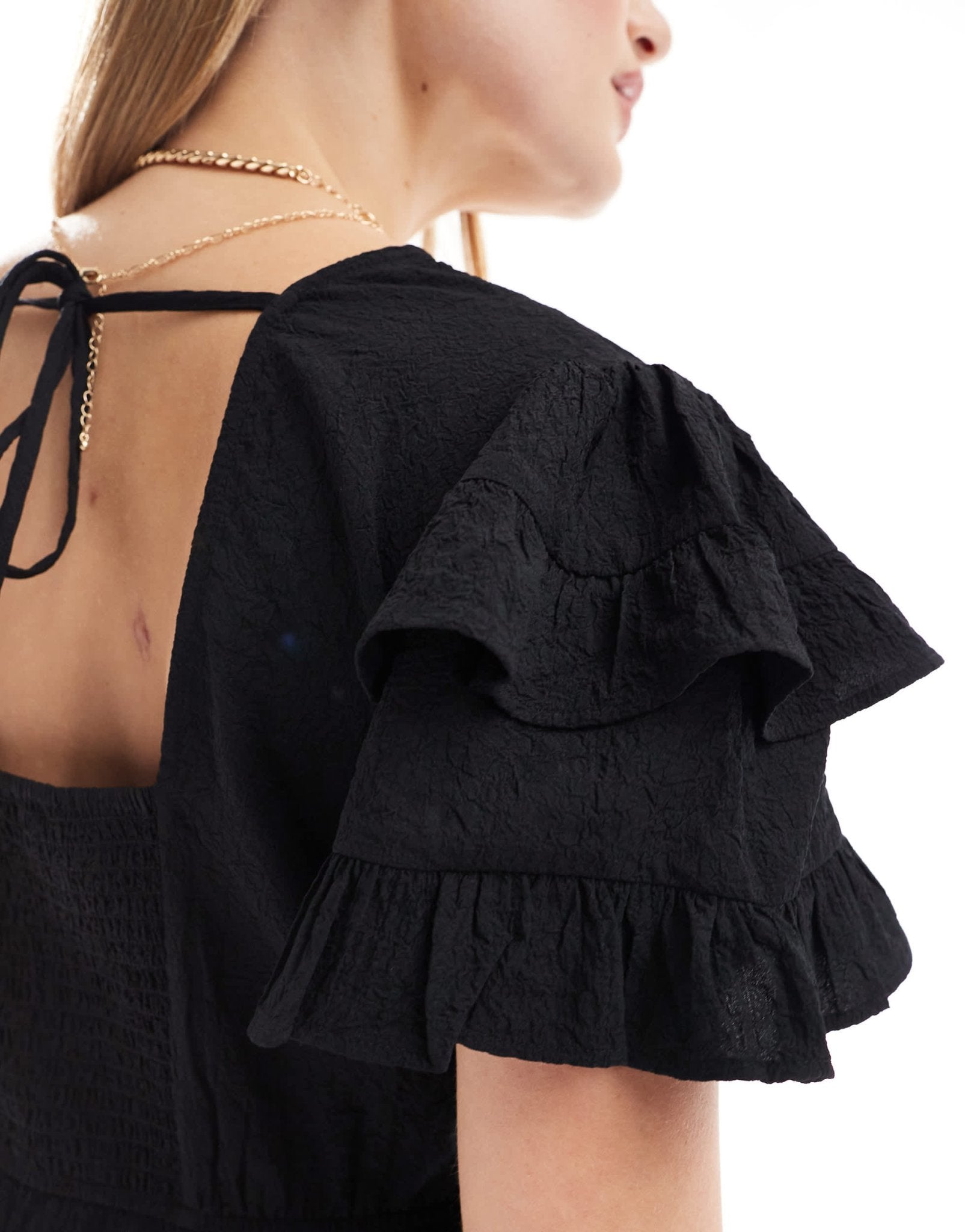 Wednesday's Girl short sleeve wrap detail mini dress in black - ASOS Sample Sale EU Store