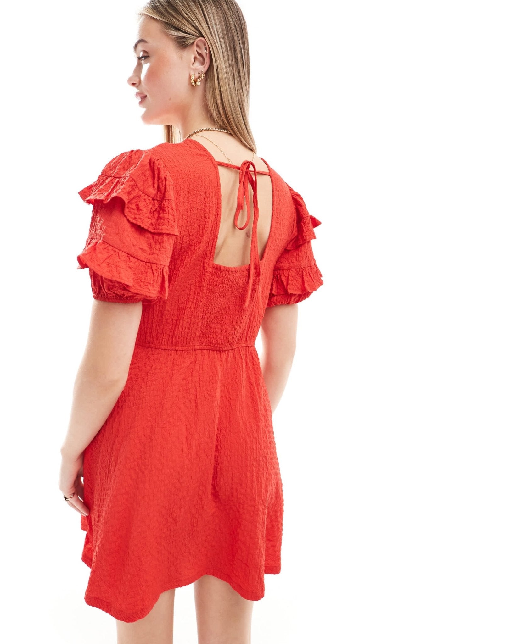 Wednesday's Girl short sleeve wrap detail mini dress in red - ASOS Sample Sale EU Store