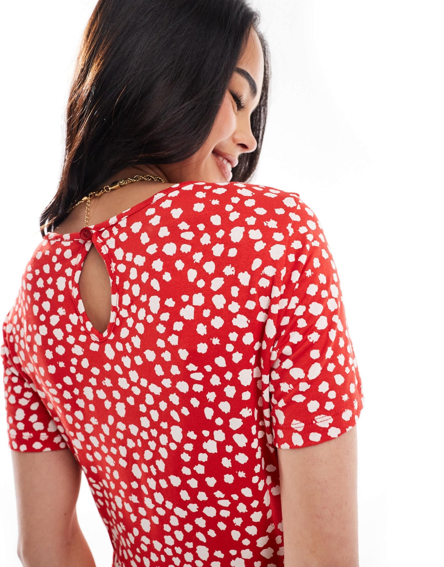 Wednesday's Girl smudge spot short sleeve midi dress in red - ASOS Sample Sale EU Store