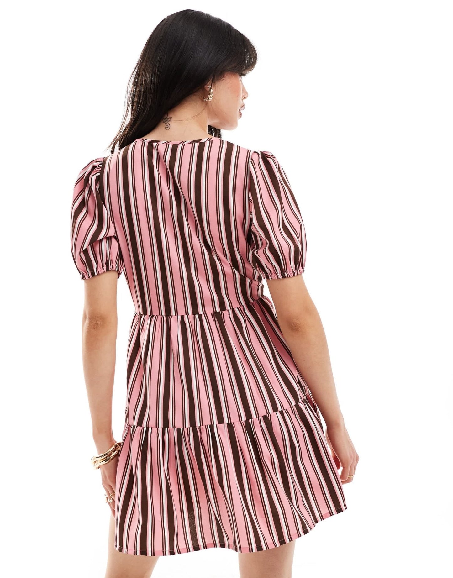 Wednesday's Girl striped tiered wrap smock dress in pink - ASOS Sample Sale EU Store