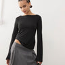 Top de manga larga con cuello barco Annie de Weekday en negro