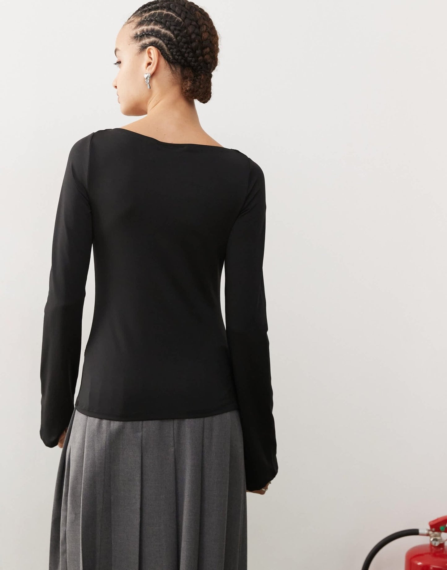 Weekday Annie boat neck long sleeve top in black - ASOS Sample Sale EU Store