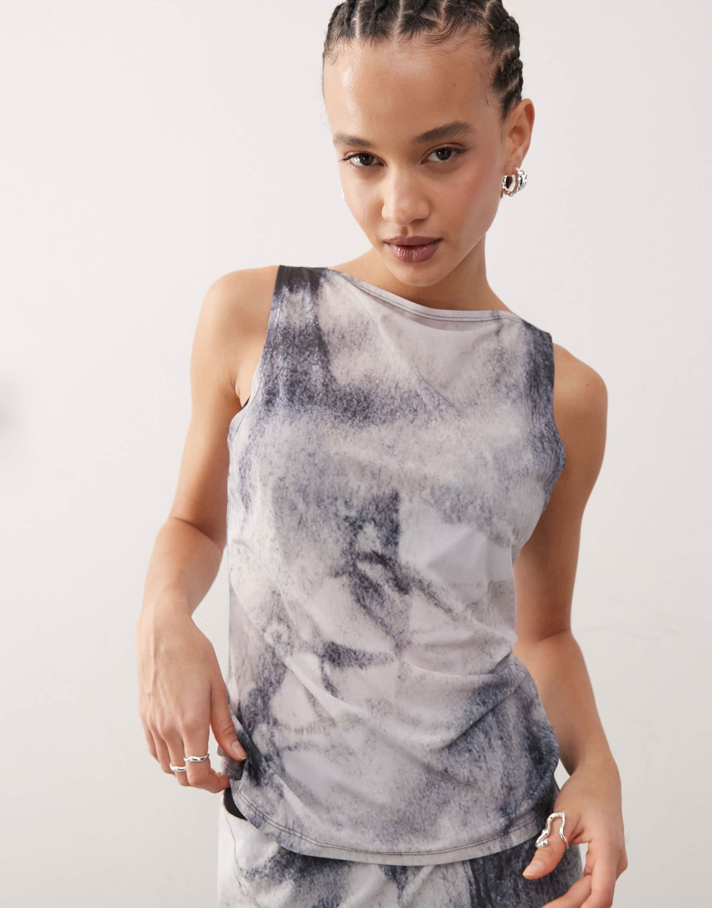 Weekday Annie co - ord boatneck top with corset graphic print in black - ASOS Sample Sale EU Store