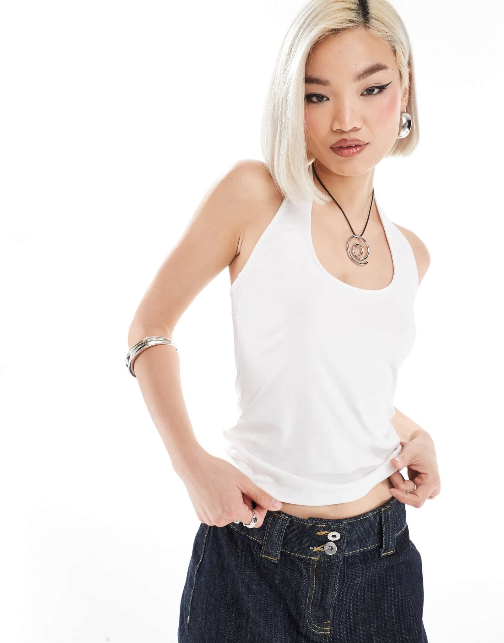 Weekday Astrid jersey halter neck top in white - ASOS Sample Sale EU Store