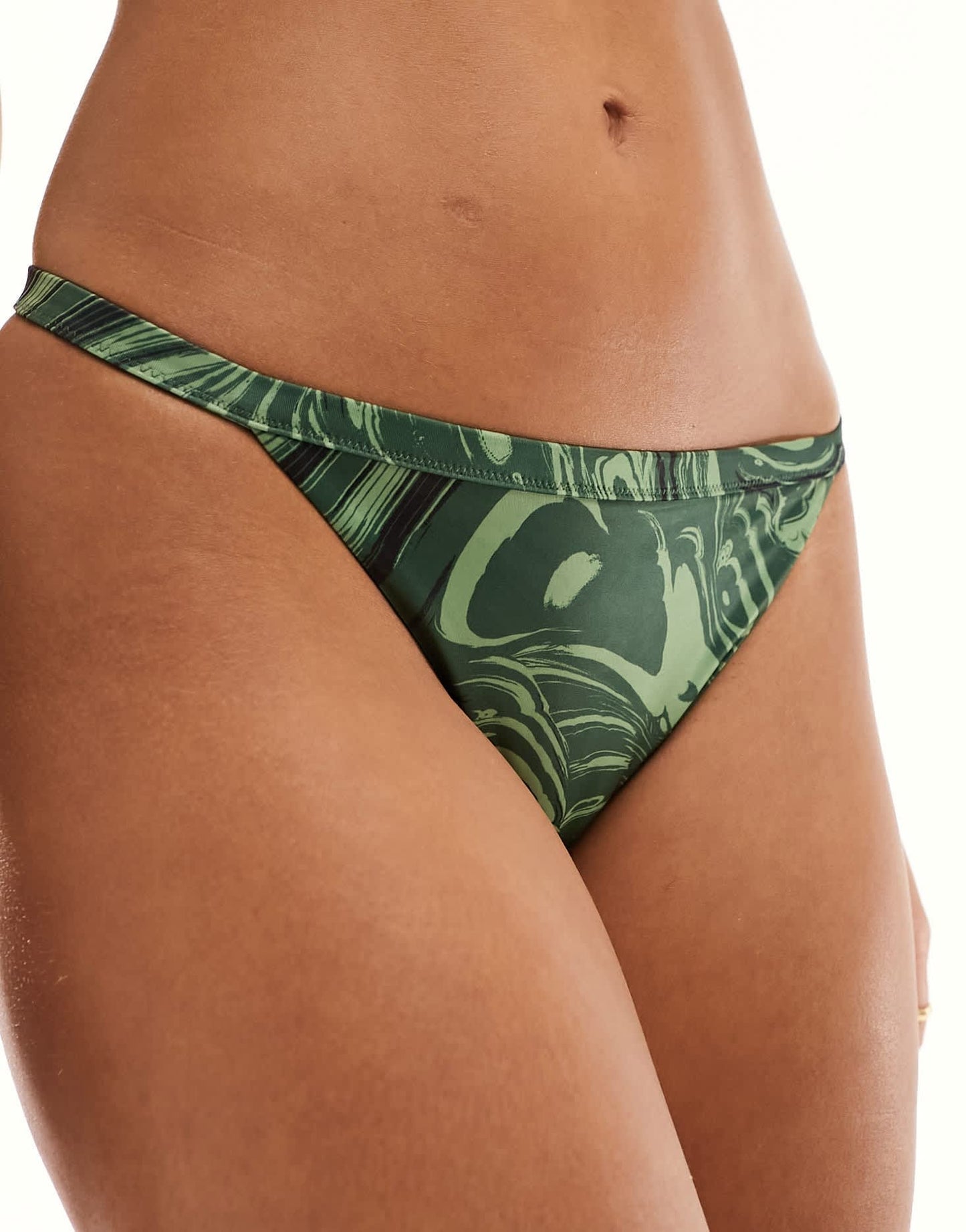 Weekday Ava tanga bikini bottom with wave print in green exclusive to ASOS - ASOS Sample Sale EU Store