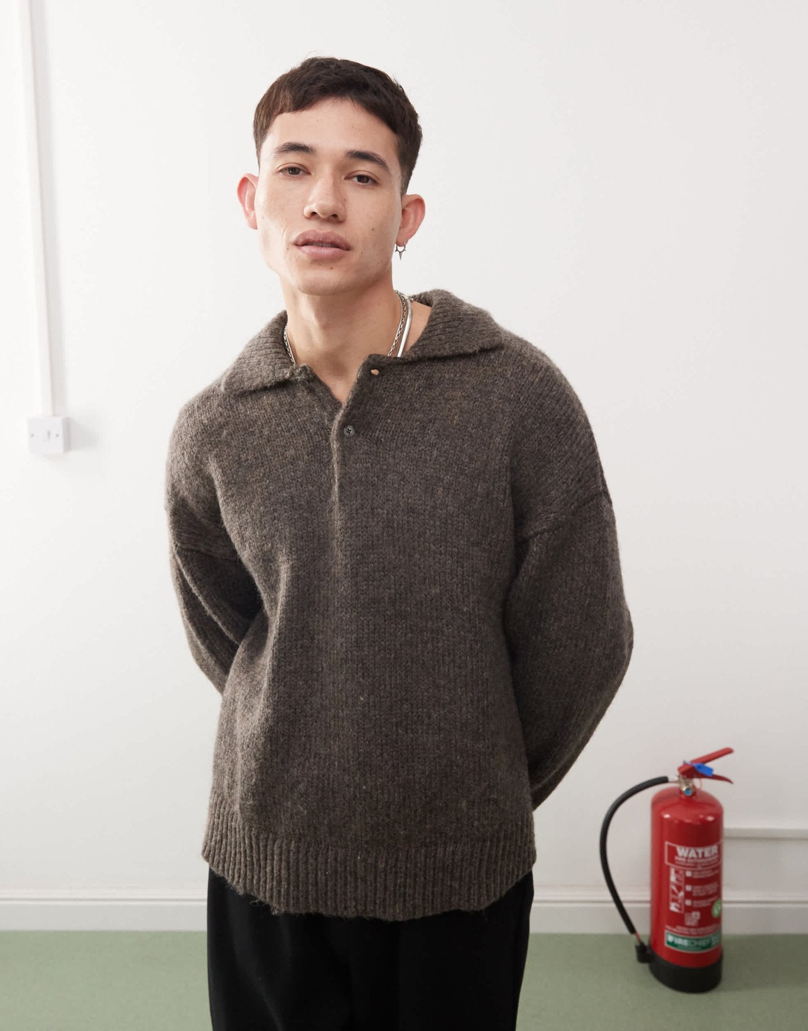 Weekday Bobby wool blend polo jumper in brown - ASOS Sample Sale EU Store