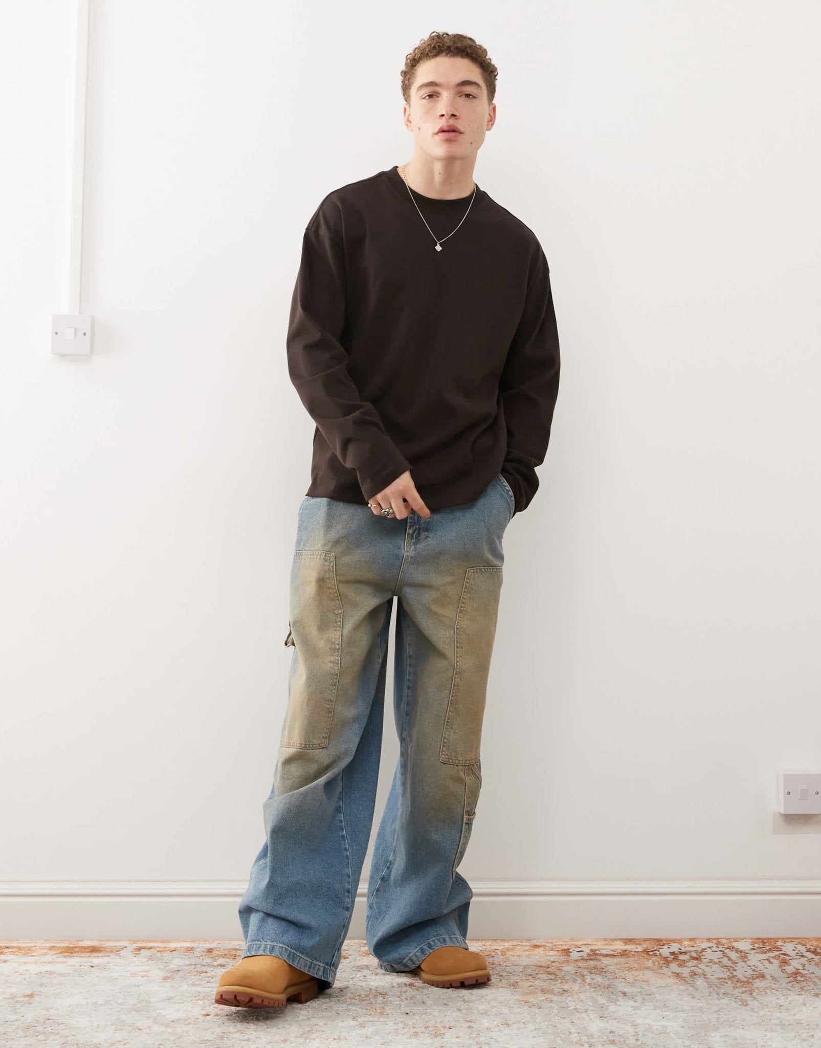 Weekday boxy long sleeve top in brown - ASOS Sample Sale EU Store