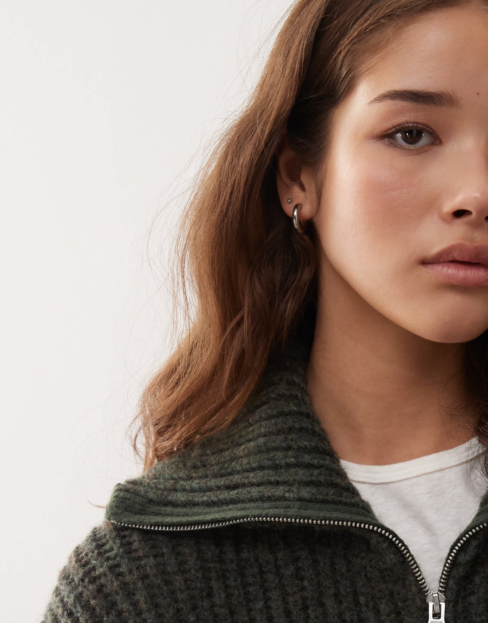 Weekday Cillia half zip jumper in dark green melange - ASOS Sample Sale EU Store