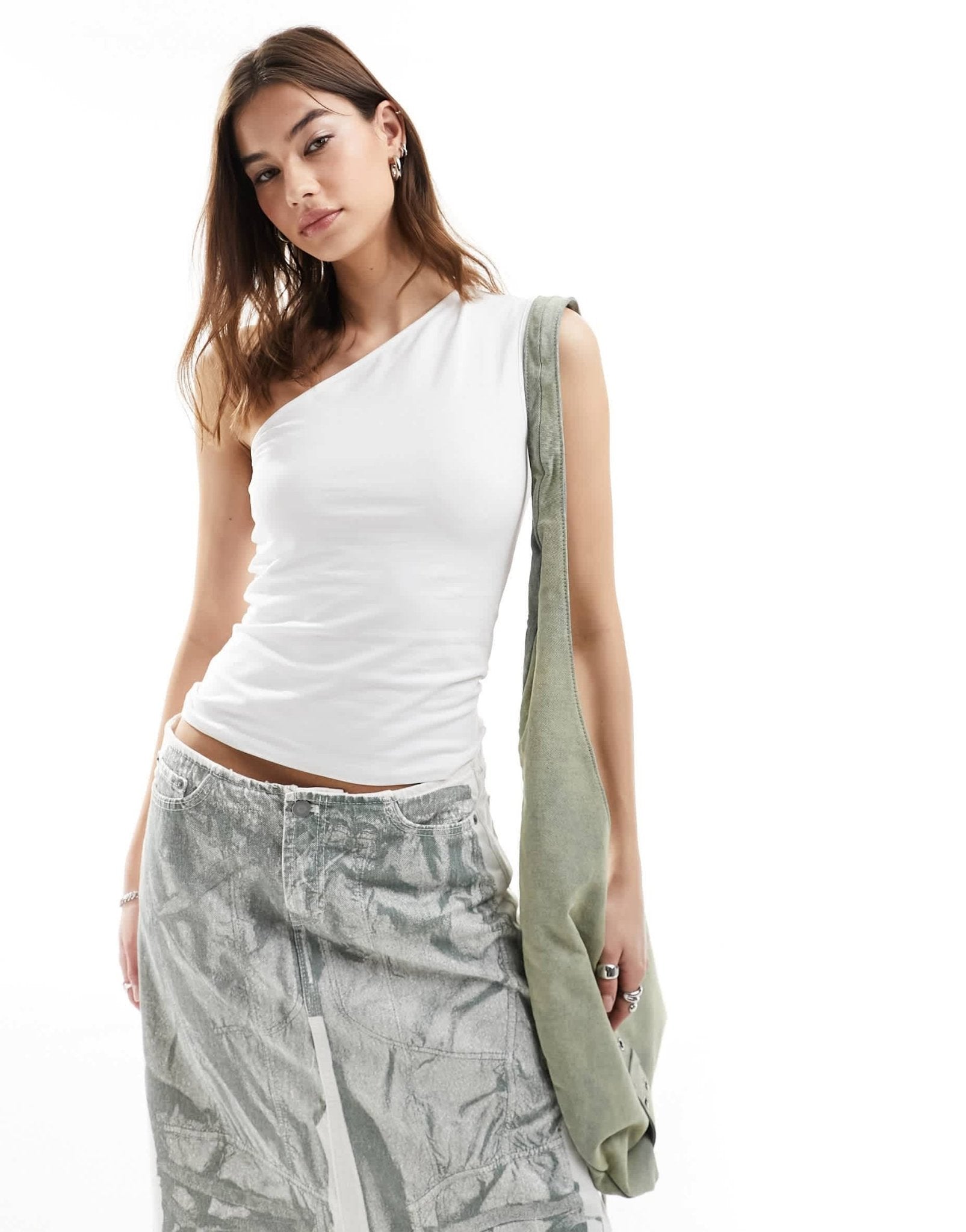 Weekday Cindy one shoulder top in white exclusive to ASOS - ASOS Sample Sale EU Store