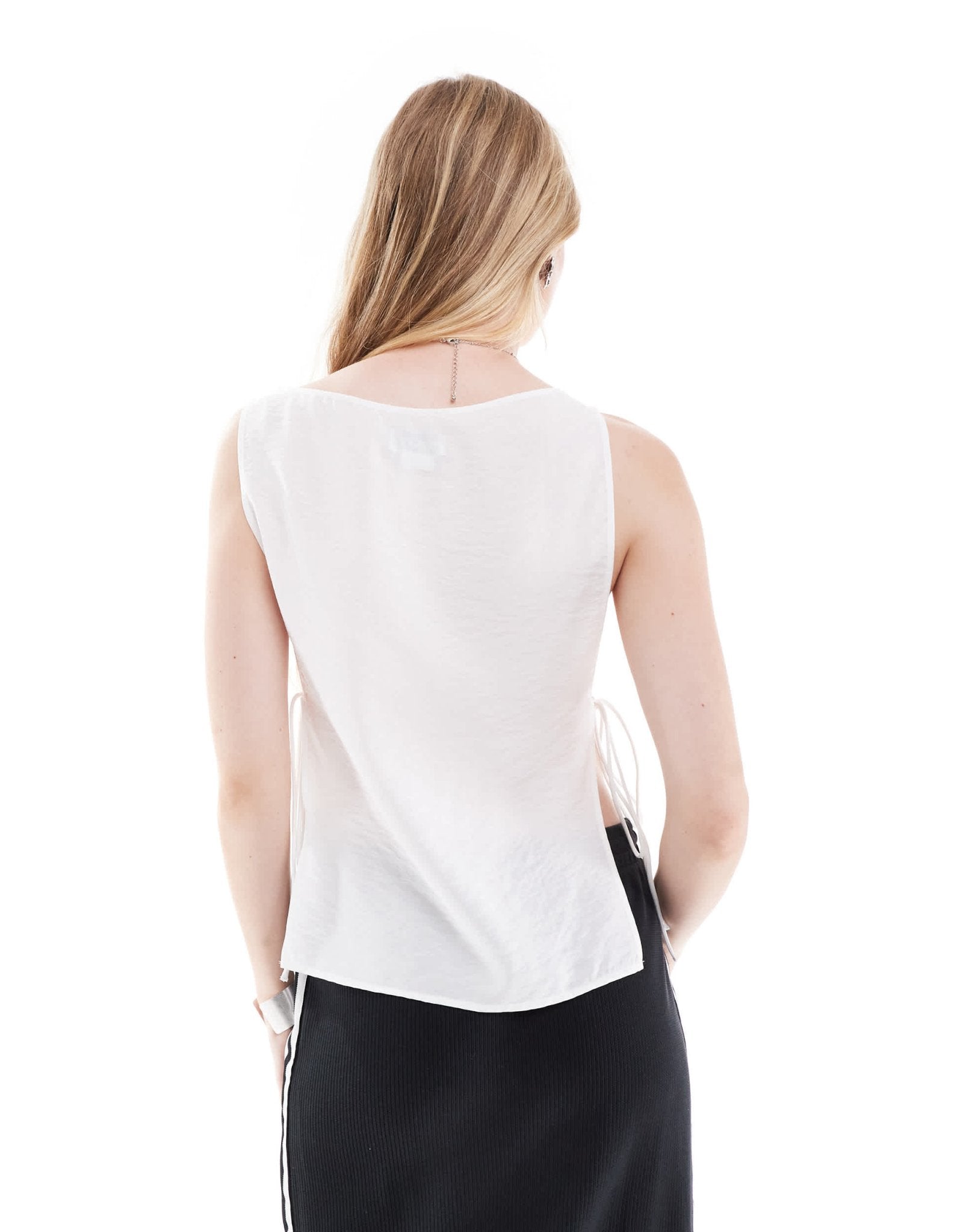 Weekday Cintia boat neck top with side tie detail in white - ASOS Sample Sale EU Store