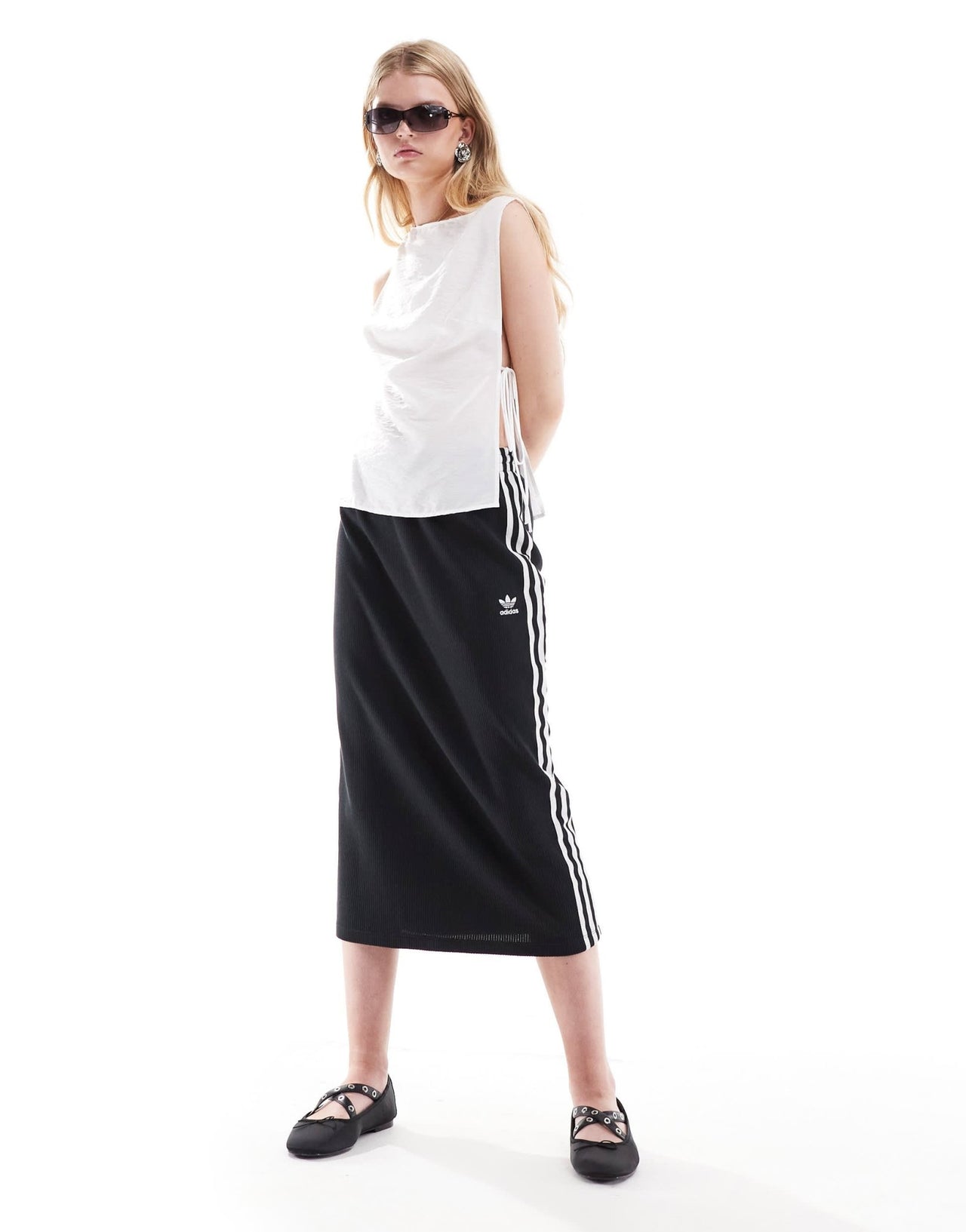 Weekday Cintia boat neck top with side tie detail in white - ASOS Sample Sale EU Store