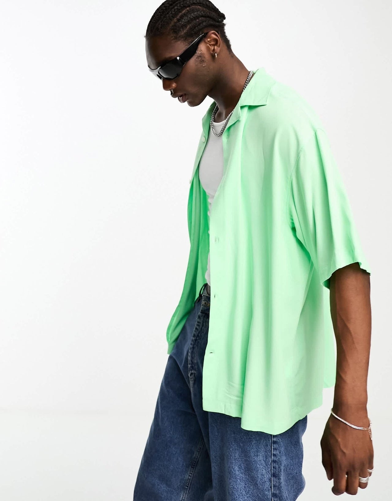 Weekday coffee oversized short sleeve shirt in light green - ASOS Sample Sale EU Store