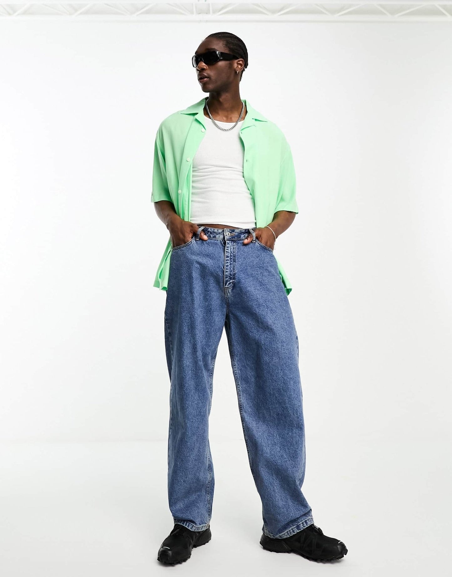 Weekday coffee oversized short sleeve shirt in light green - ASOS Sample Sale EU Store