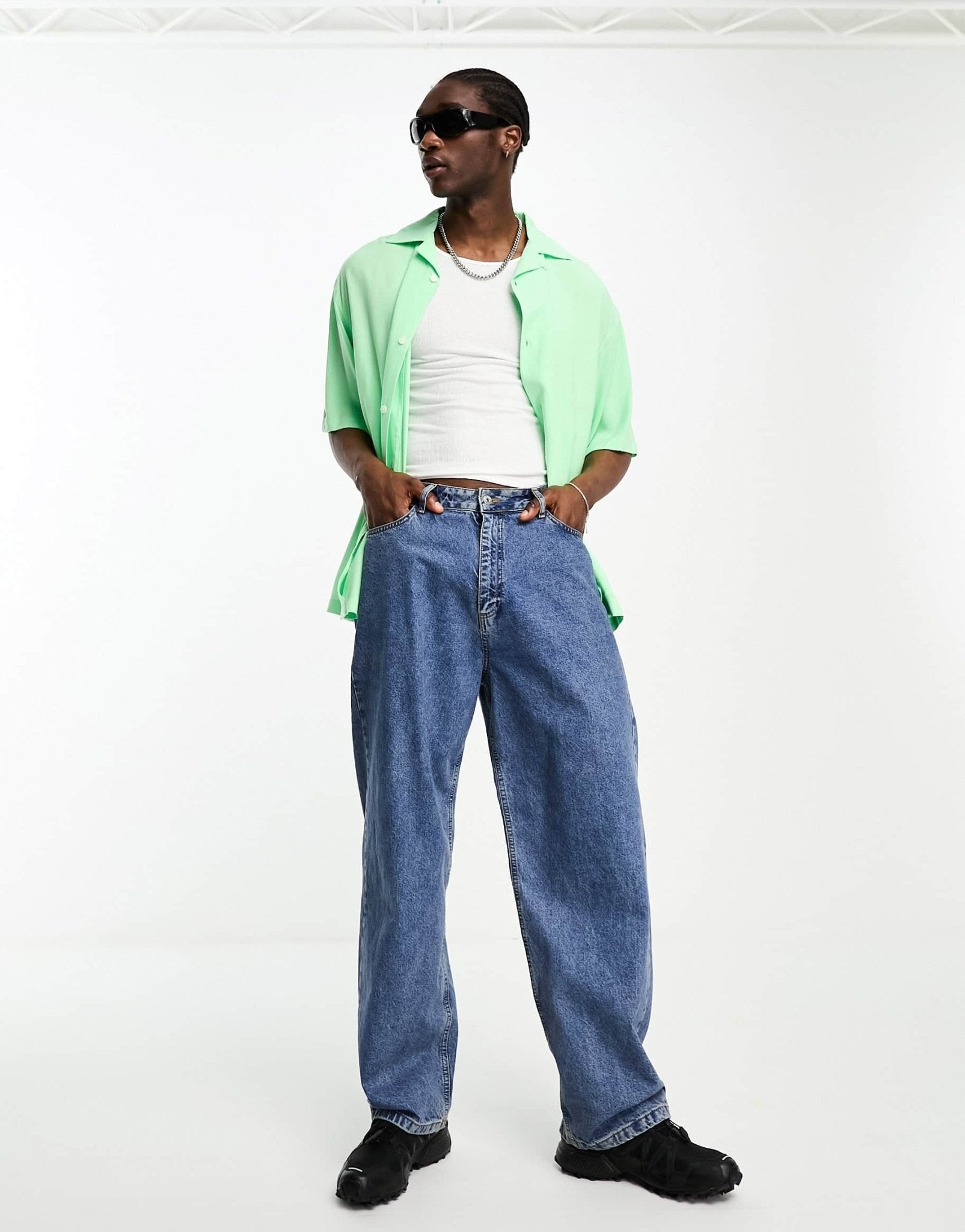 Weekday coffee oversized short sleeve shirt in light green - ASOS Sample Sale EU Store